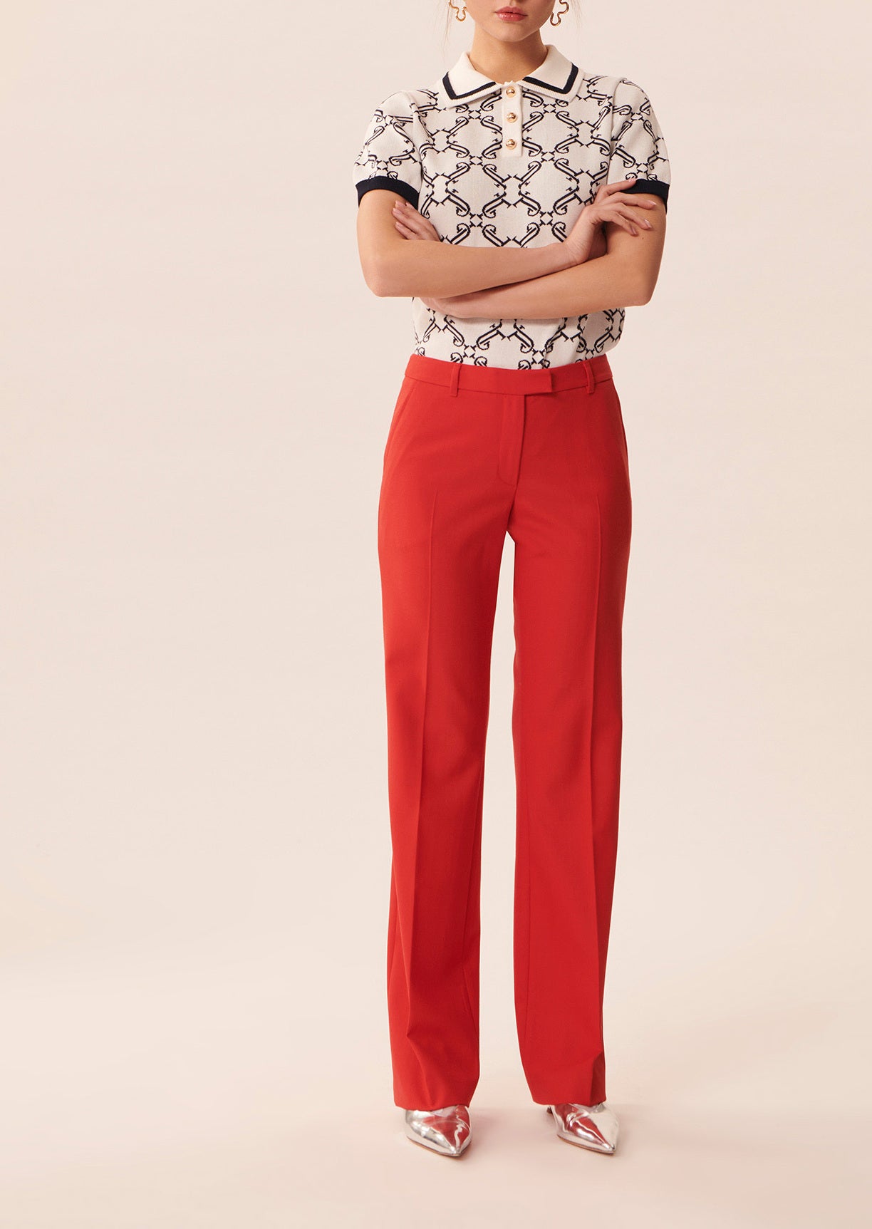 Pantalon Patti rouge en laine froide Faume - seconde main