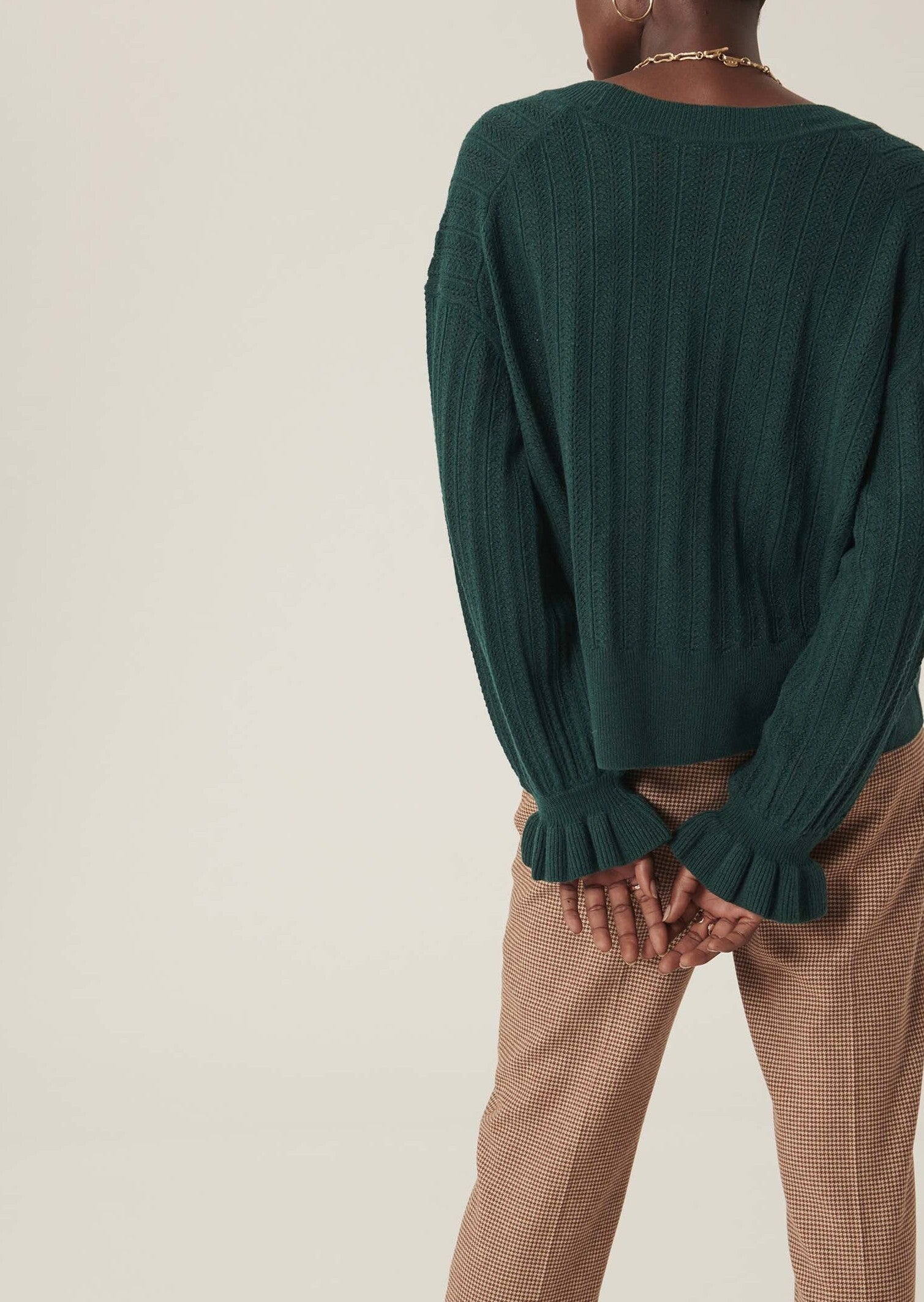 Gilet Giorgia vert en maille identitaire Faume - seconde main