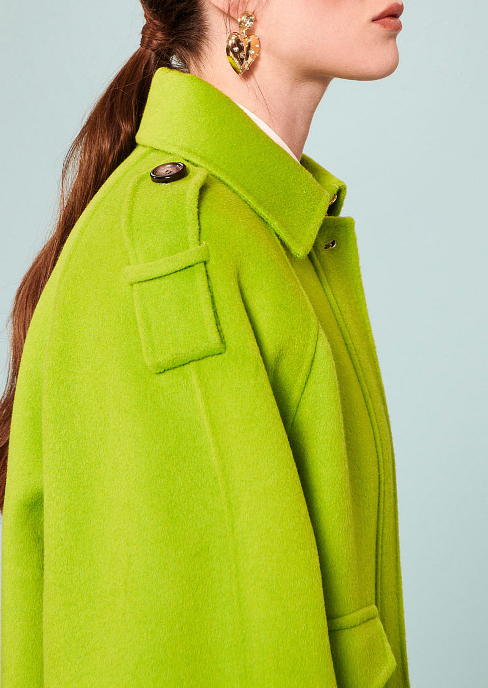 Blouson Betty vert en laine double face Faume - seconde main