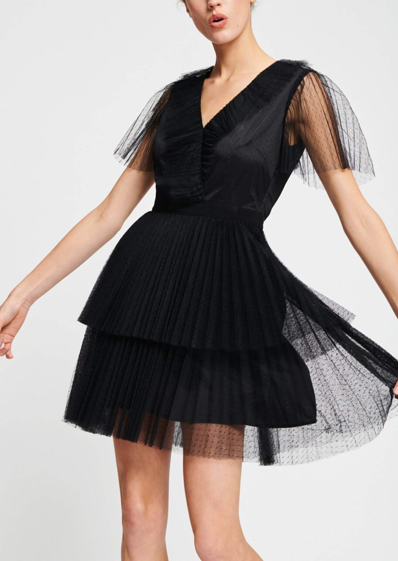 Robe noire en tulle plumetis Faume - seconde main