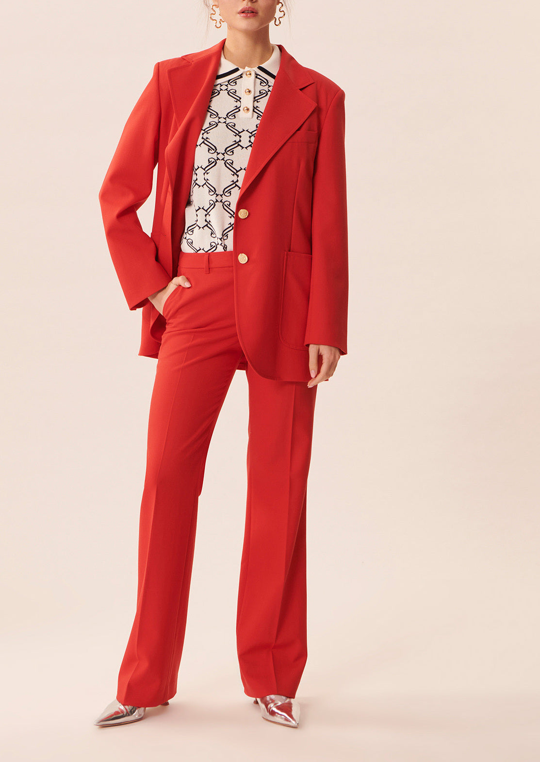 Pantalon Patti rouge en laine froide Faume - seconde main