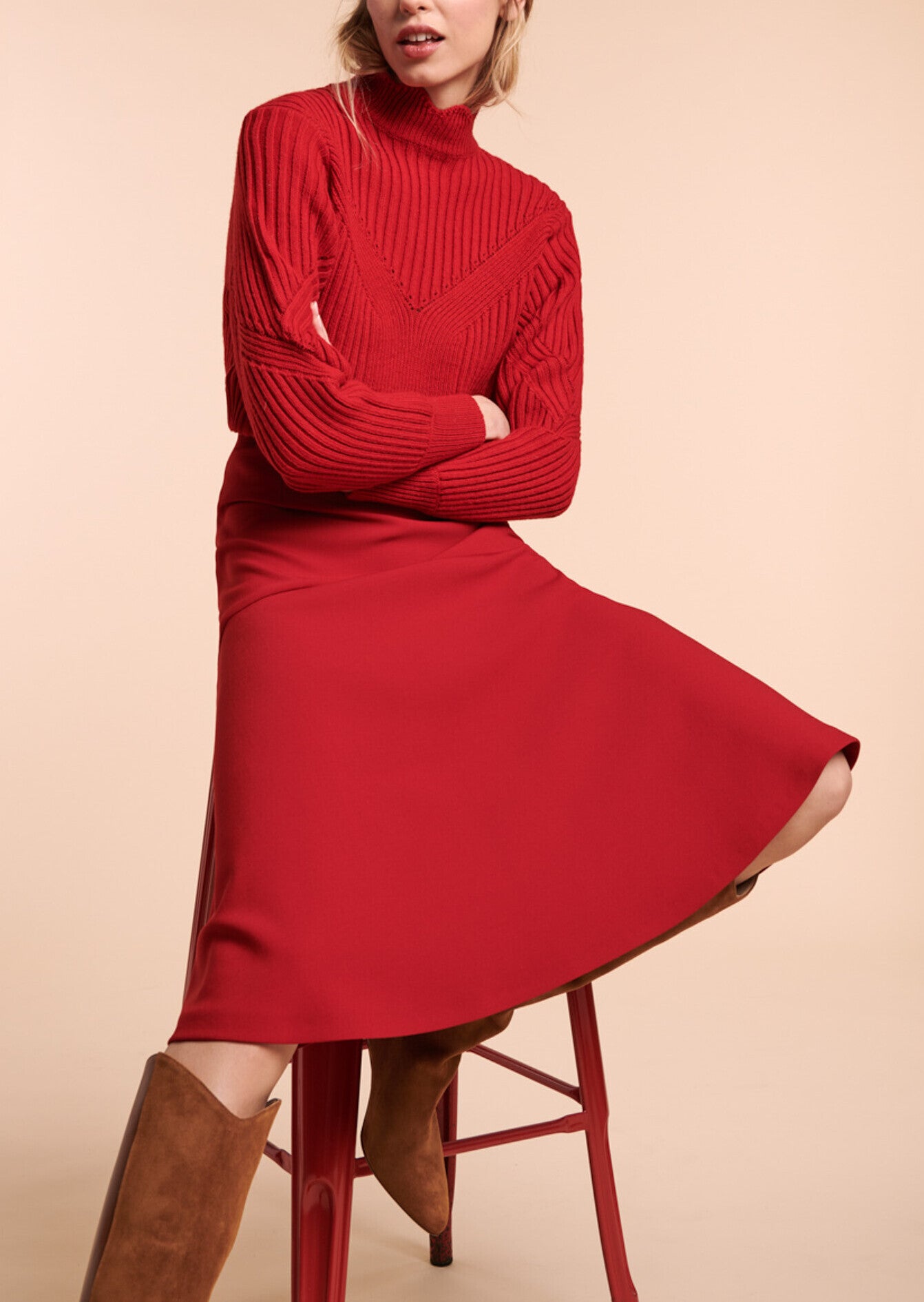 Jupe Julianne rouge en toile double Faume - seconde main