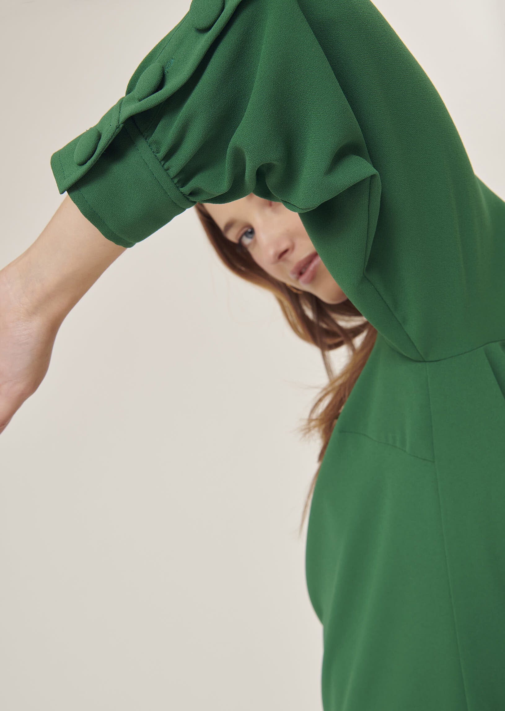 Robe Robina vert en crêpe Faume - seconde main