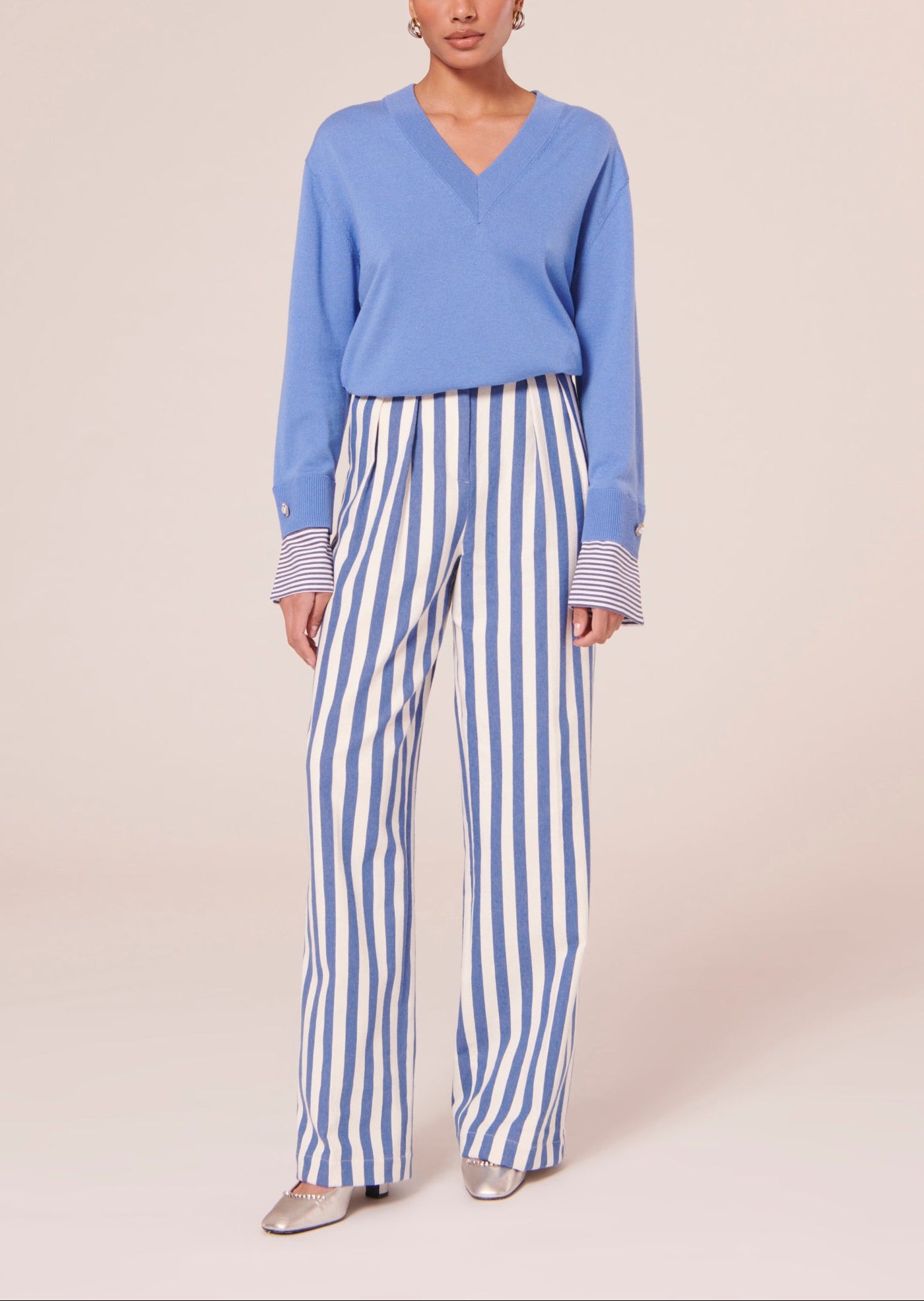 Pantalon Parigi bleu à rayures Faume - seconde main