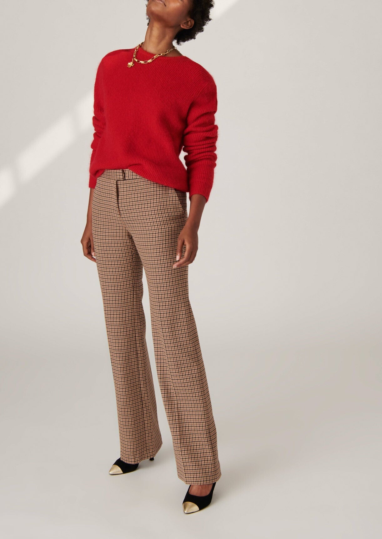 Pull en maille mohair à épaulettes Natou rouge Faume - seconde main