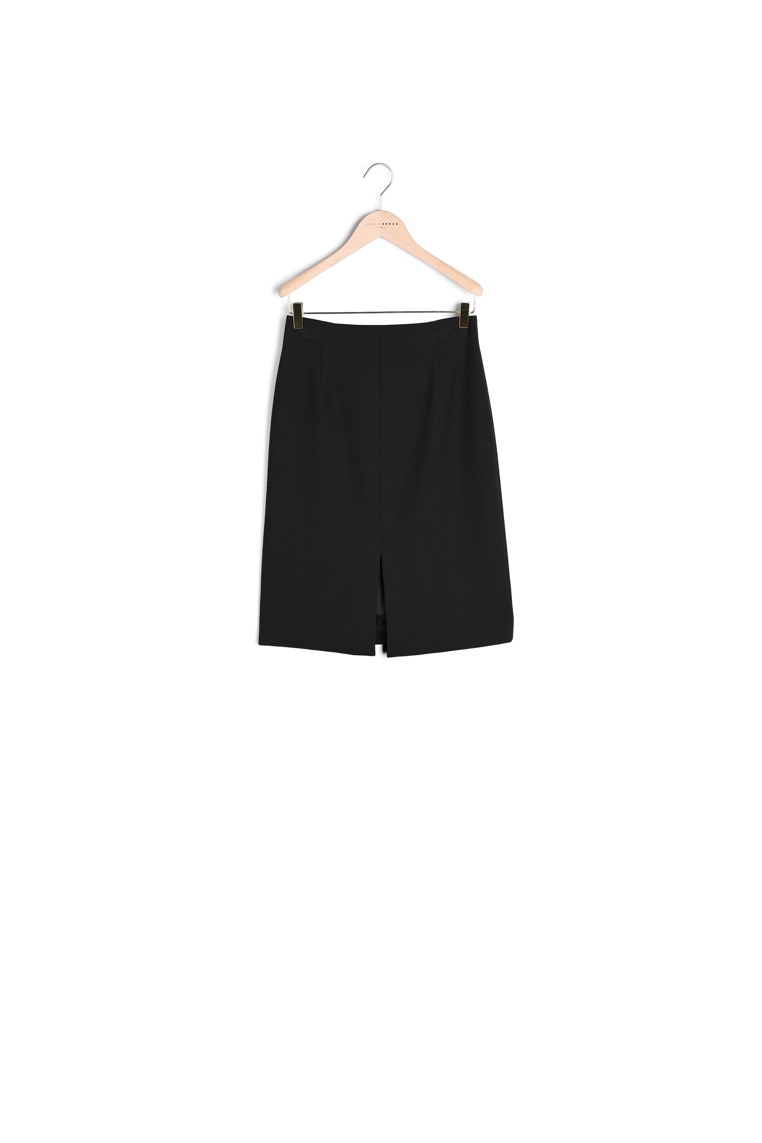 Jupe Johanne noire mi-longue en toile gabardine Faume - seconde main