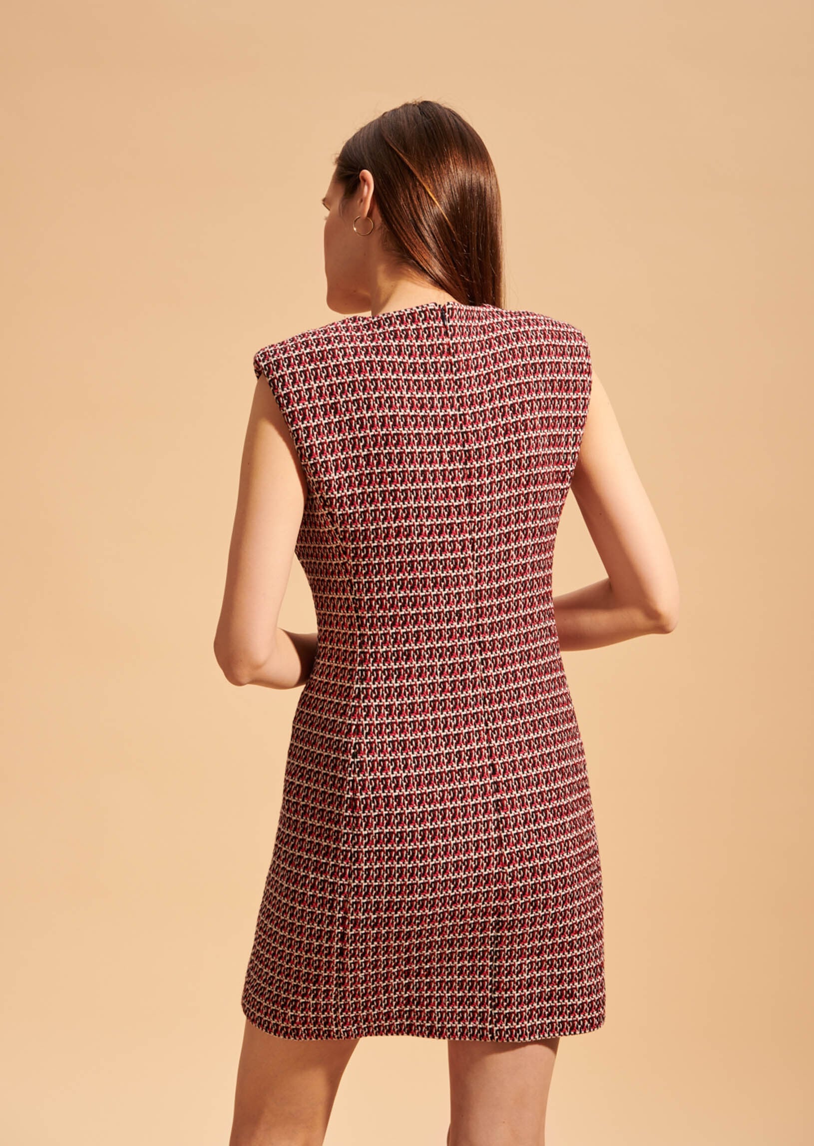 Robe identitaire Robbin sans manches en tweed fuchsia Faume - seconde main