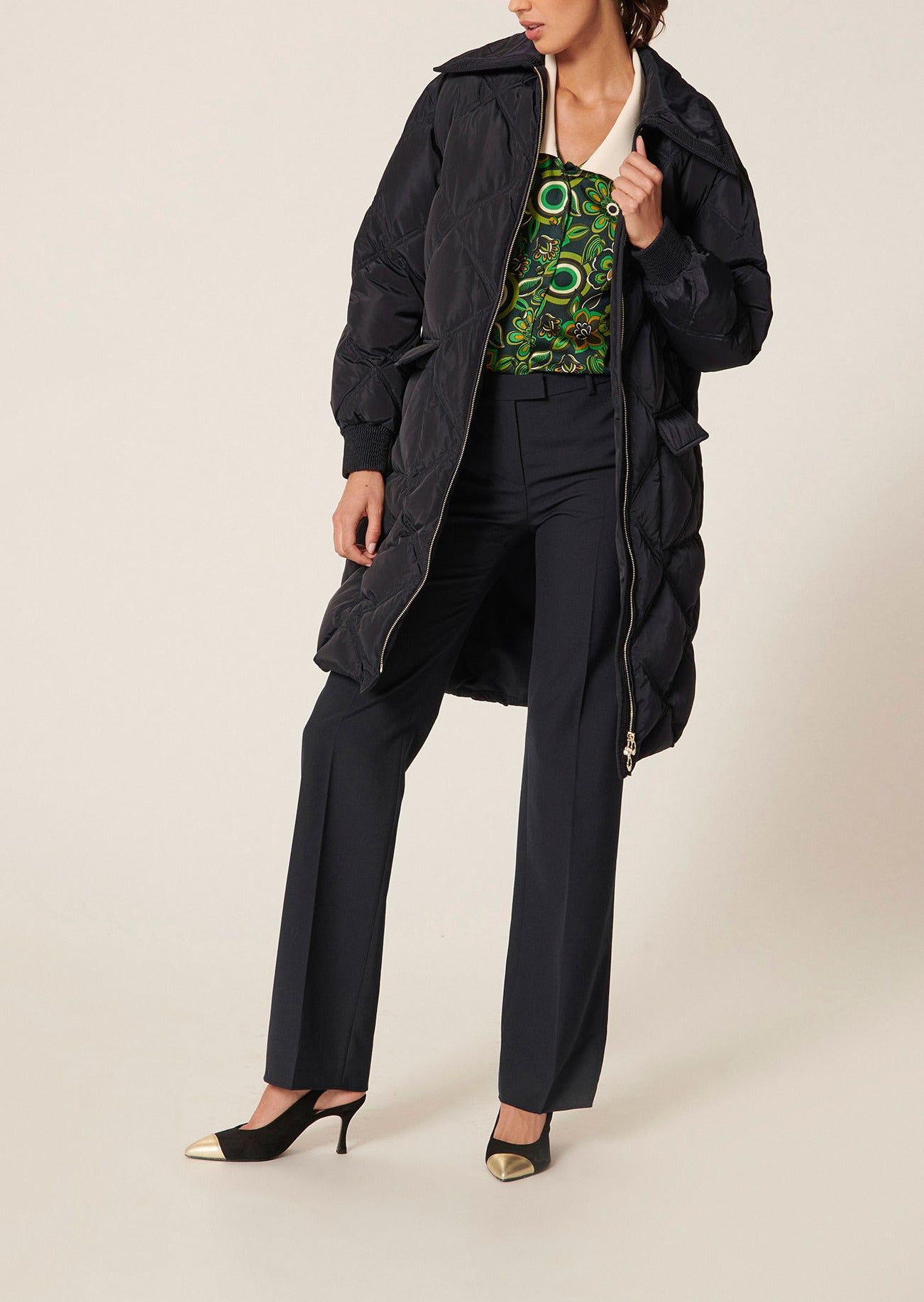 Doudoune longue Dominique bleu nuit matelassée Faume - seconde main