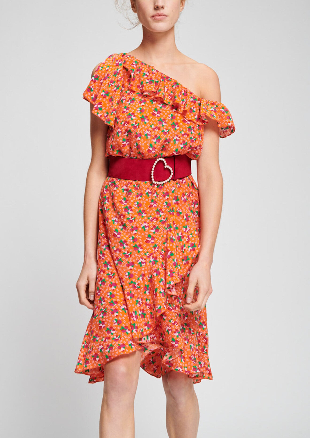 Robe clémentine asymétrique en soie Faume - seconde main