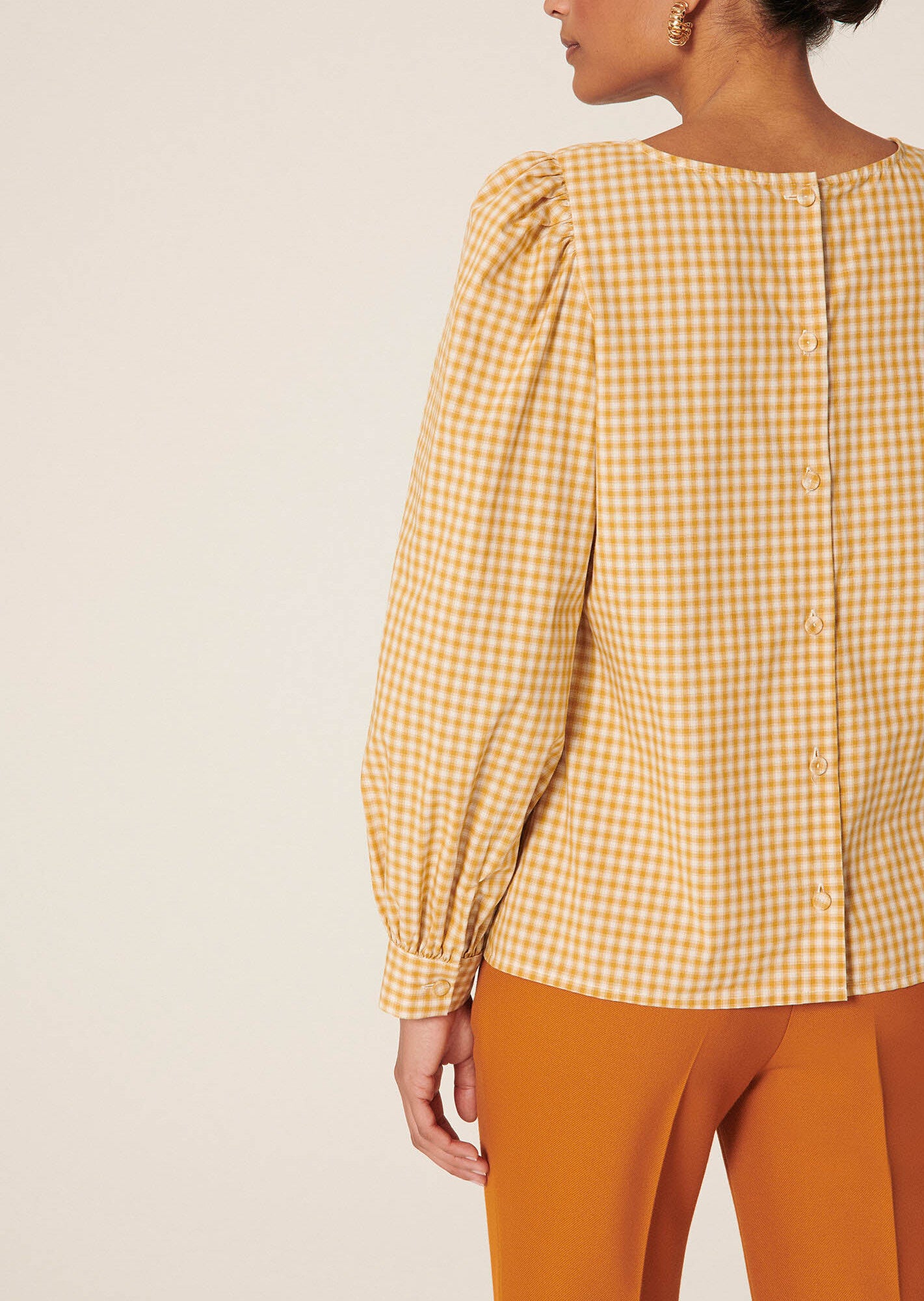 Top Tonina jaune à carreaux en popeline de coton Faume - seconde main