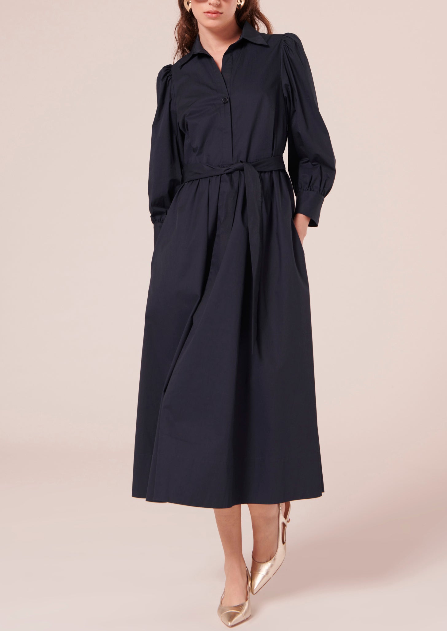 Robe Rivoltine bleu nuit en popeline Faume - seconde main
