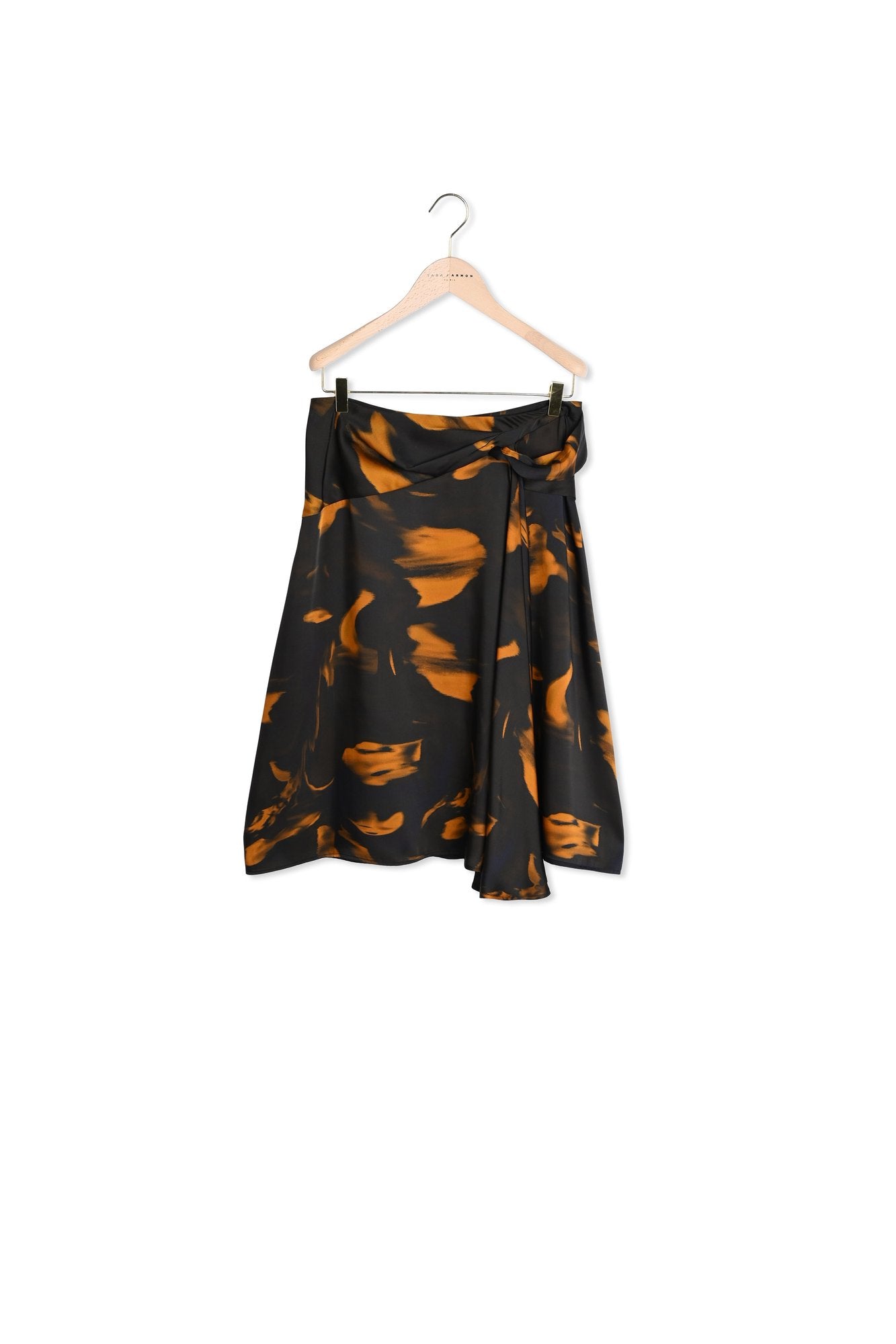 Jupe drapée Jamie kaki imprimé ondes sur twill Faume - seconde main