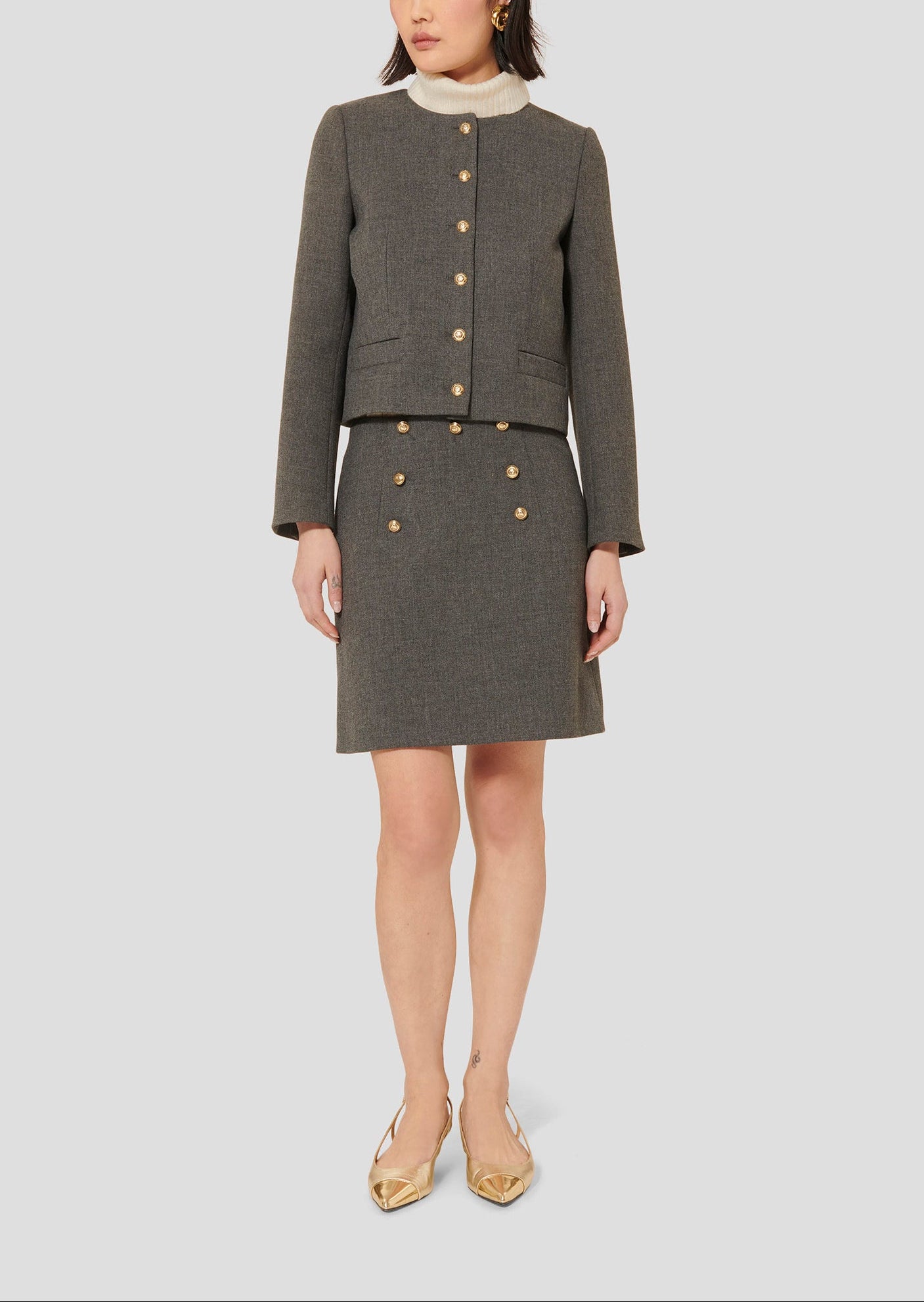 Jupe grise en toile compacte Jamie Faume - seconde main