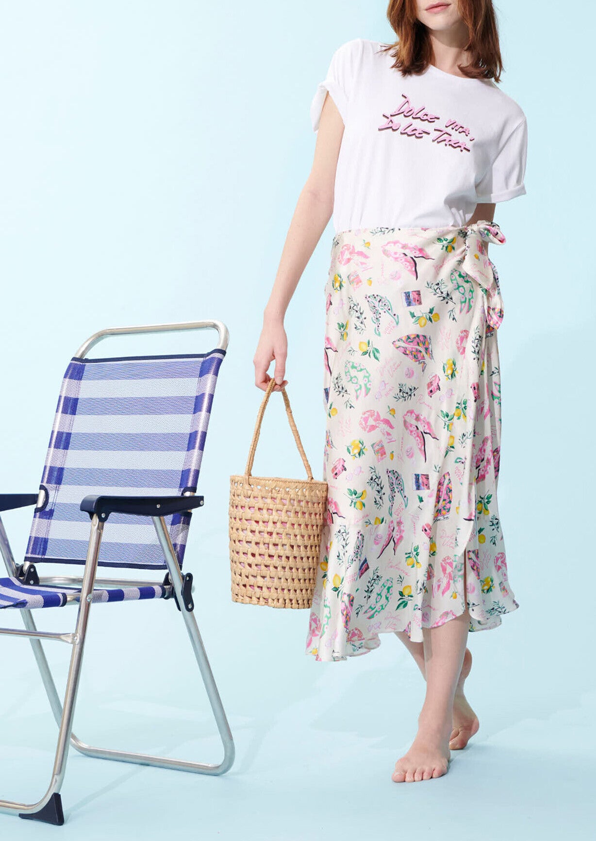 Jupe Jen écrue imprimé Dolce Roma en viscose satiné Faume - seconde main