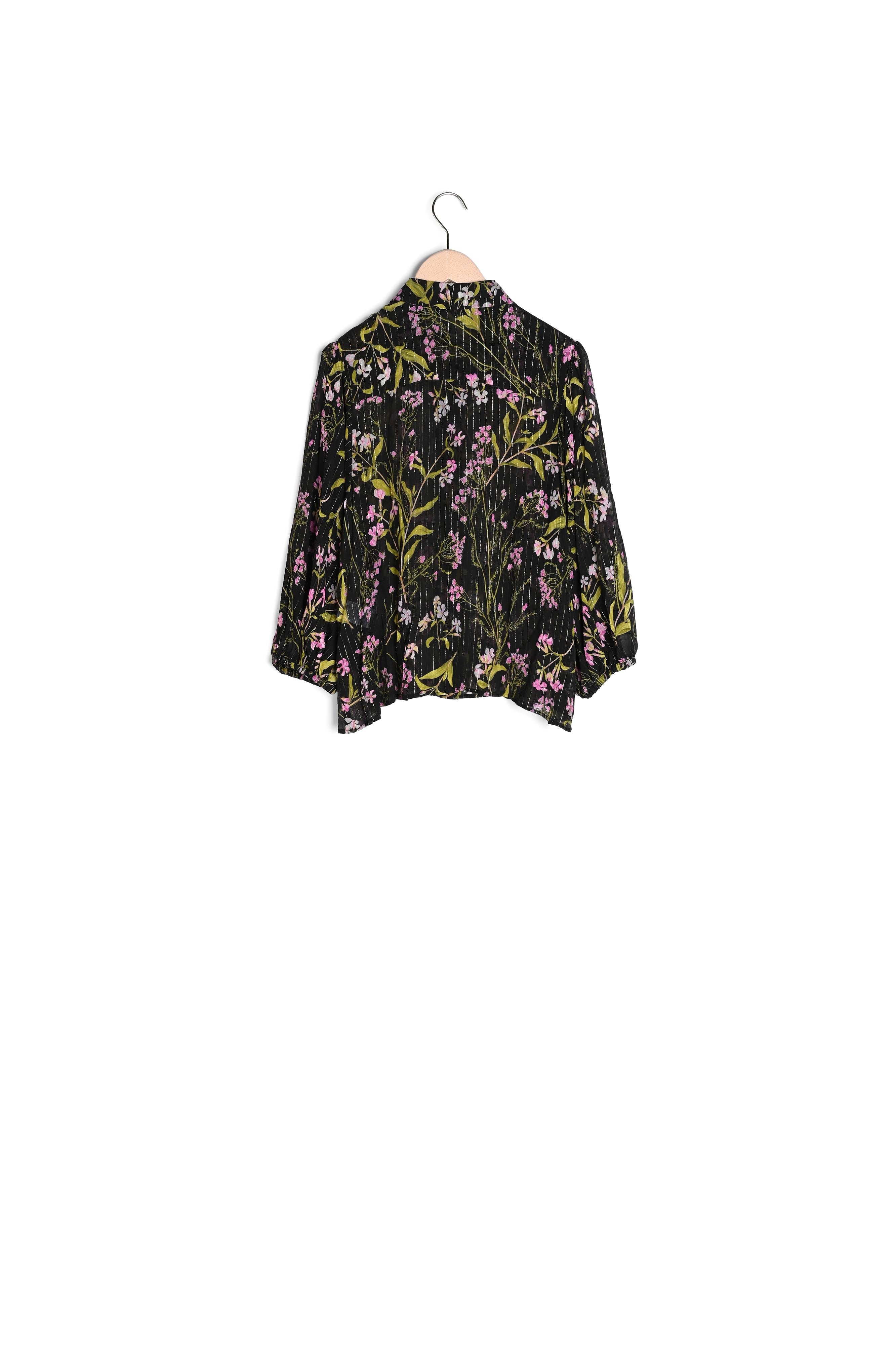 Chemise Colette noire imprimé fleuri en lurex Faume - seconde main