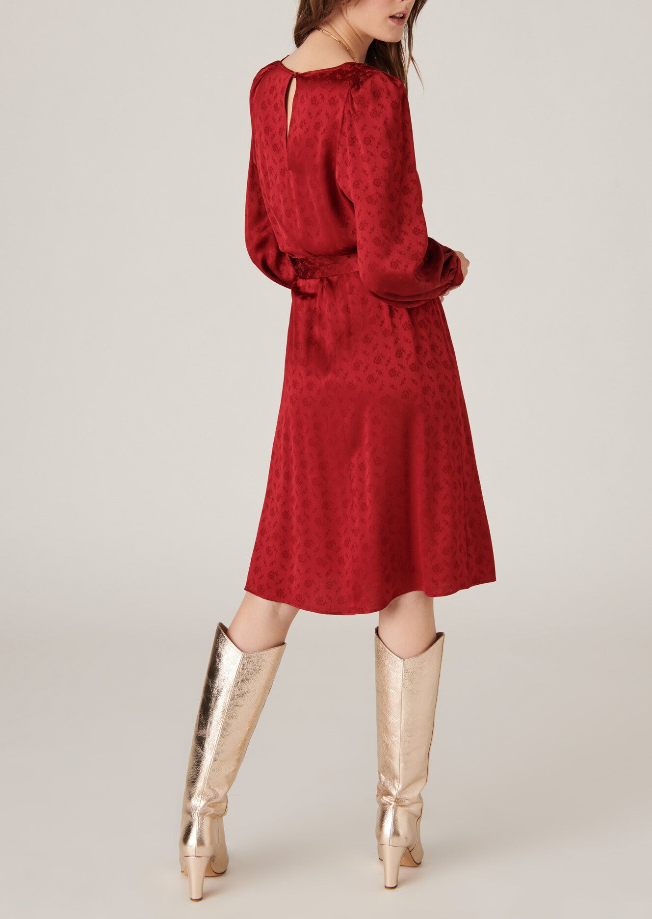 Robe longue Rajame flamme en jacquard viscose petites fleurs Faume - seconde main