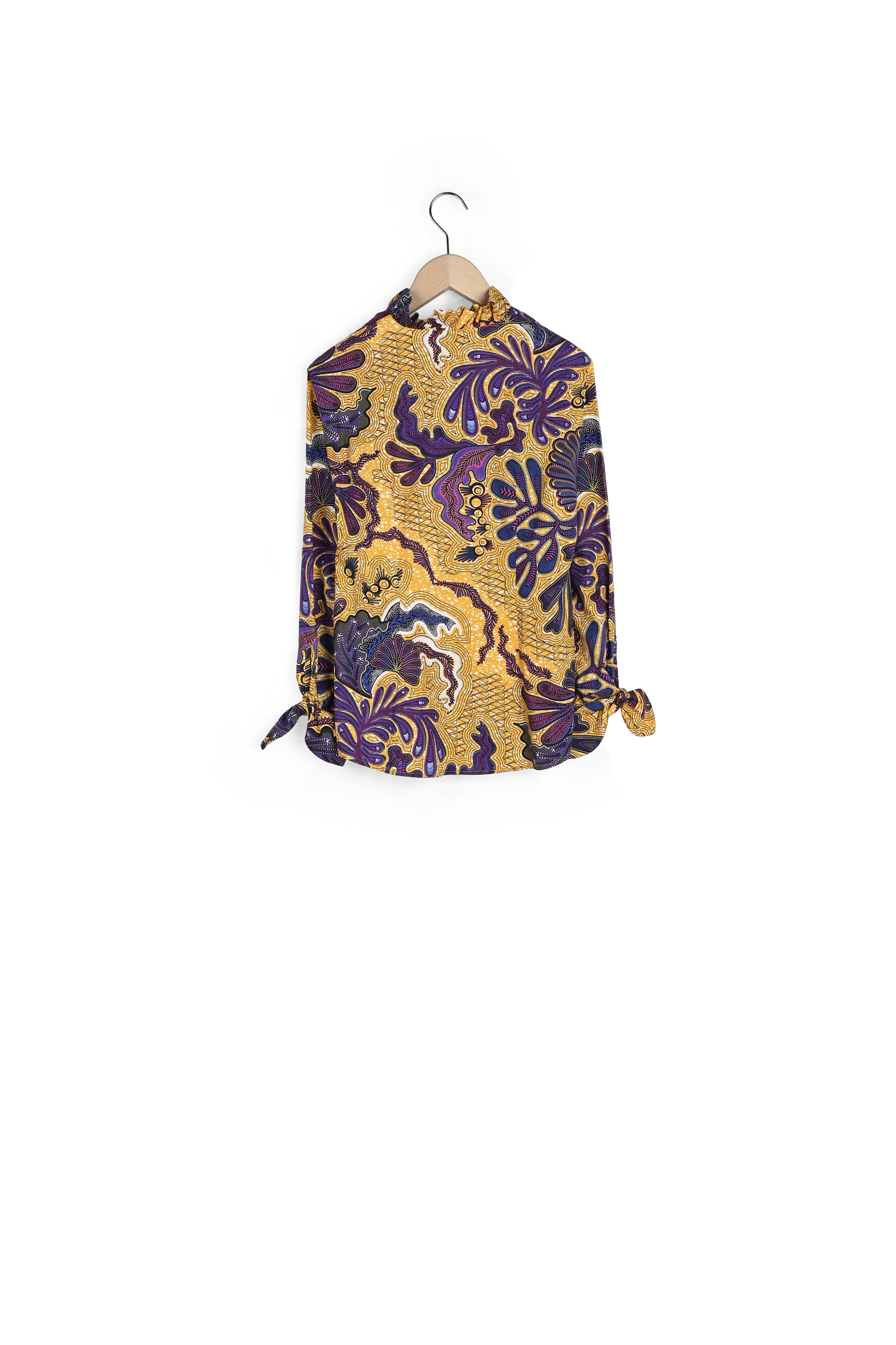 Blouse Tanya en popeline imprimé wax jaune Faume - seconde main