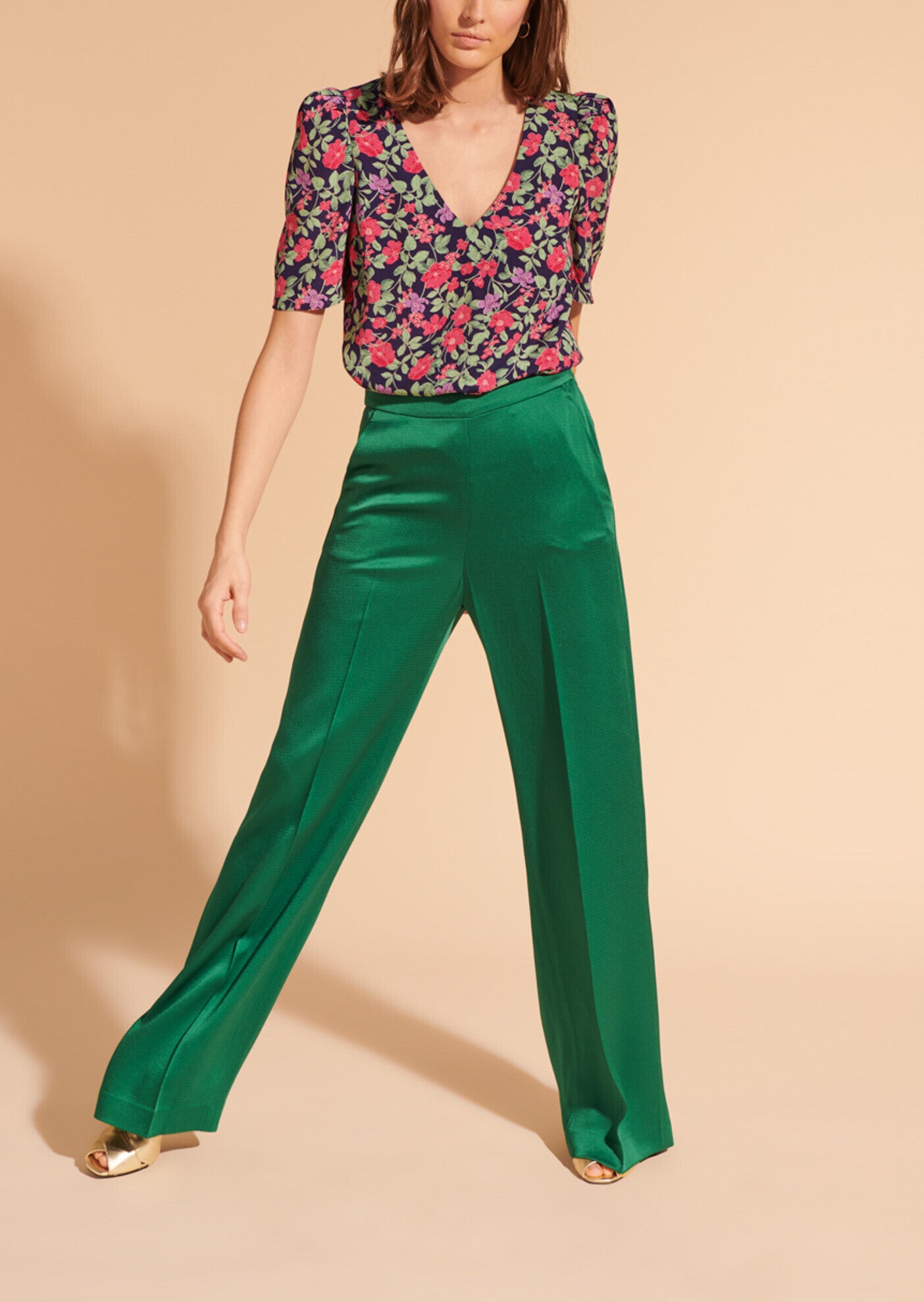 Top Telly bleu nuit imprimé grandes fleurs Faume - seconde main