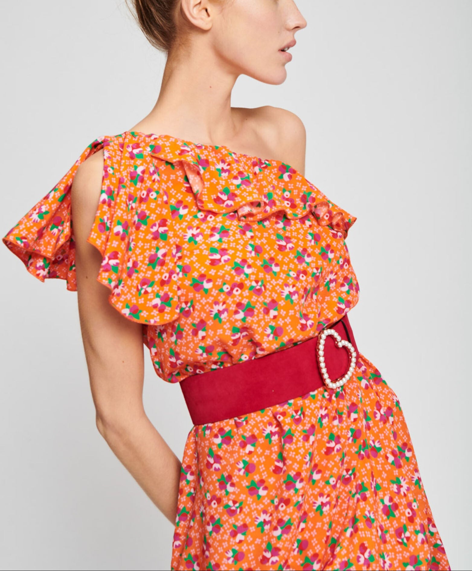 Robe clémentine asymétrique en soie Faume - seconde main