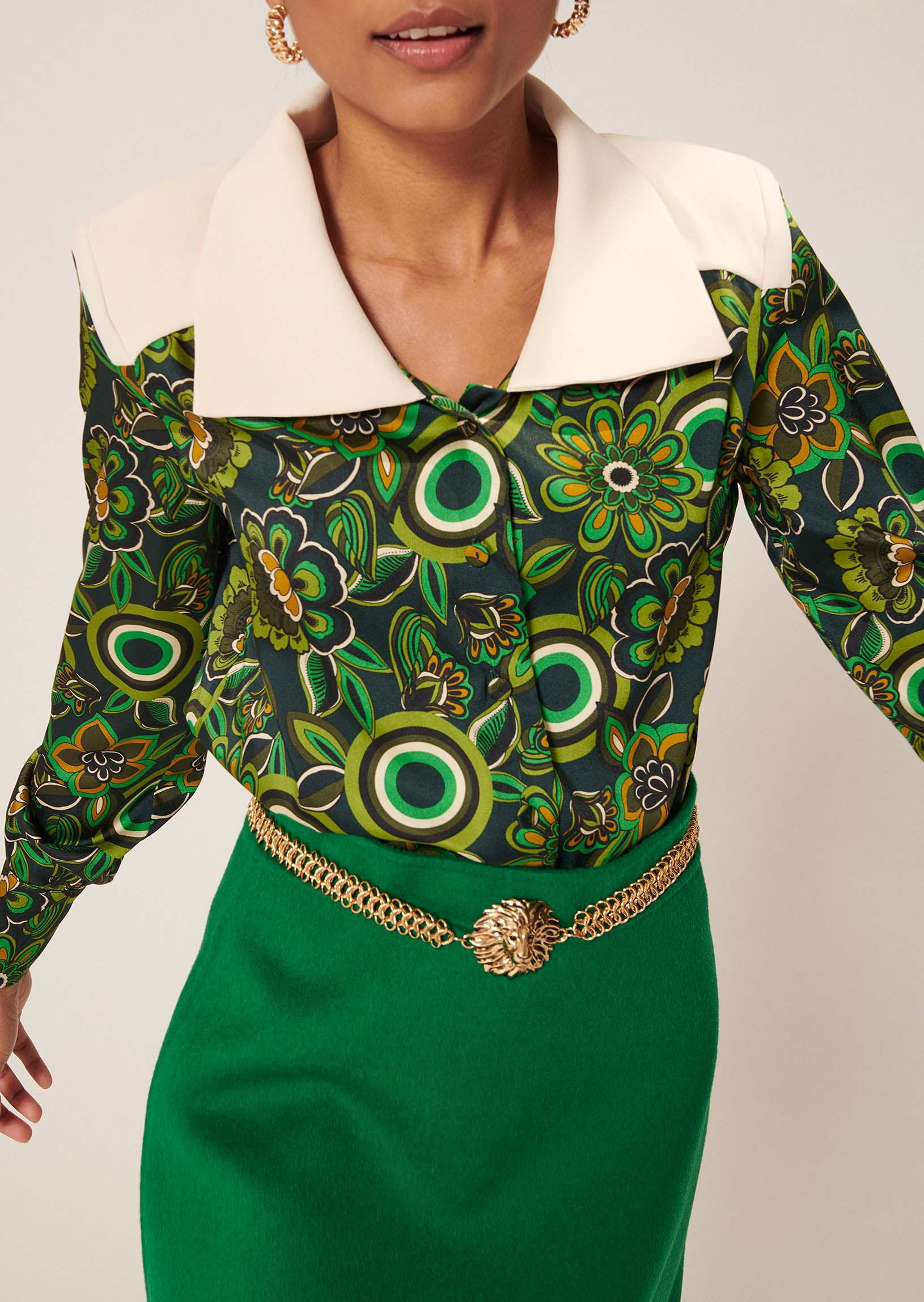 Chemise Cornella kaki imprimé fleurs Faume - seconde main