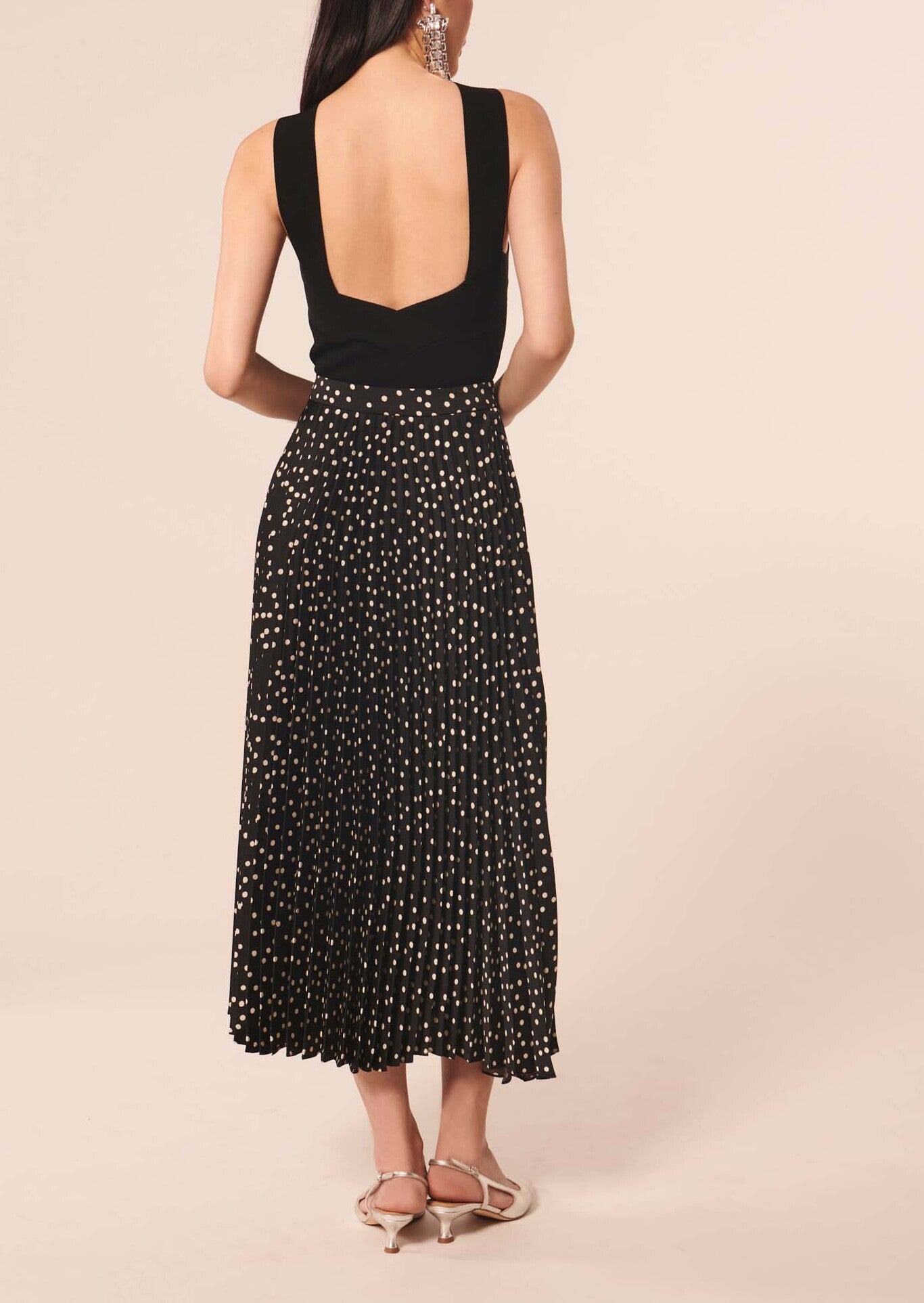 Jupe Jemma noire imprimé à pois Faume - seconde main