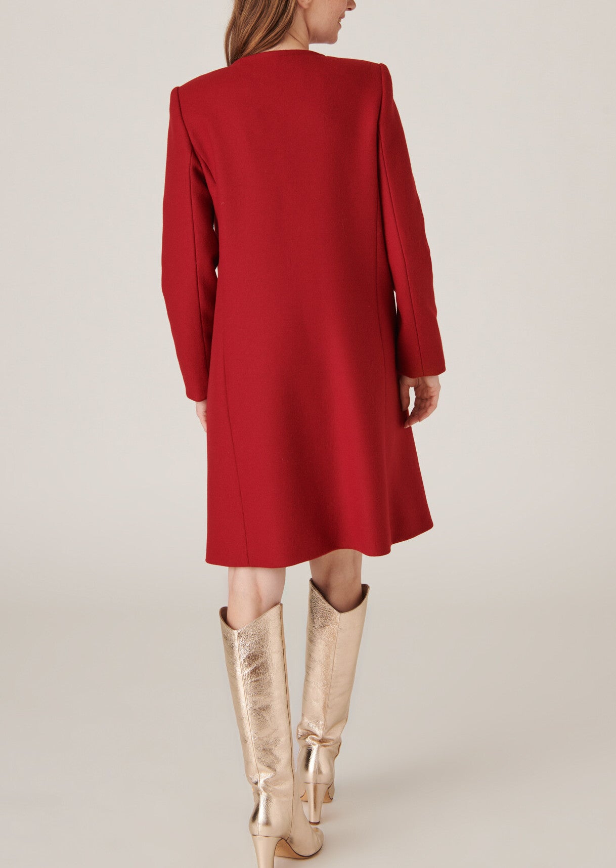 Manteau Mila à fermeture asymétrique en drap de laine flamme Faume - seconde main