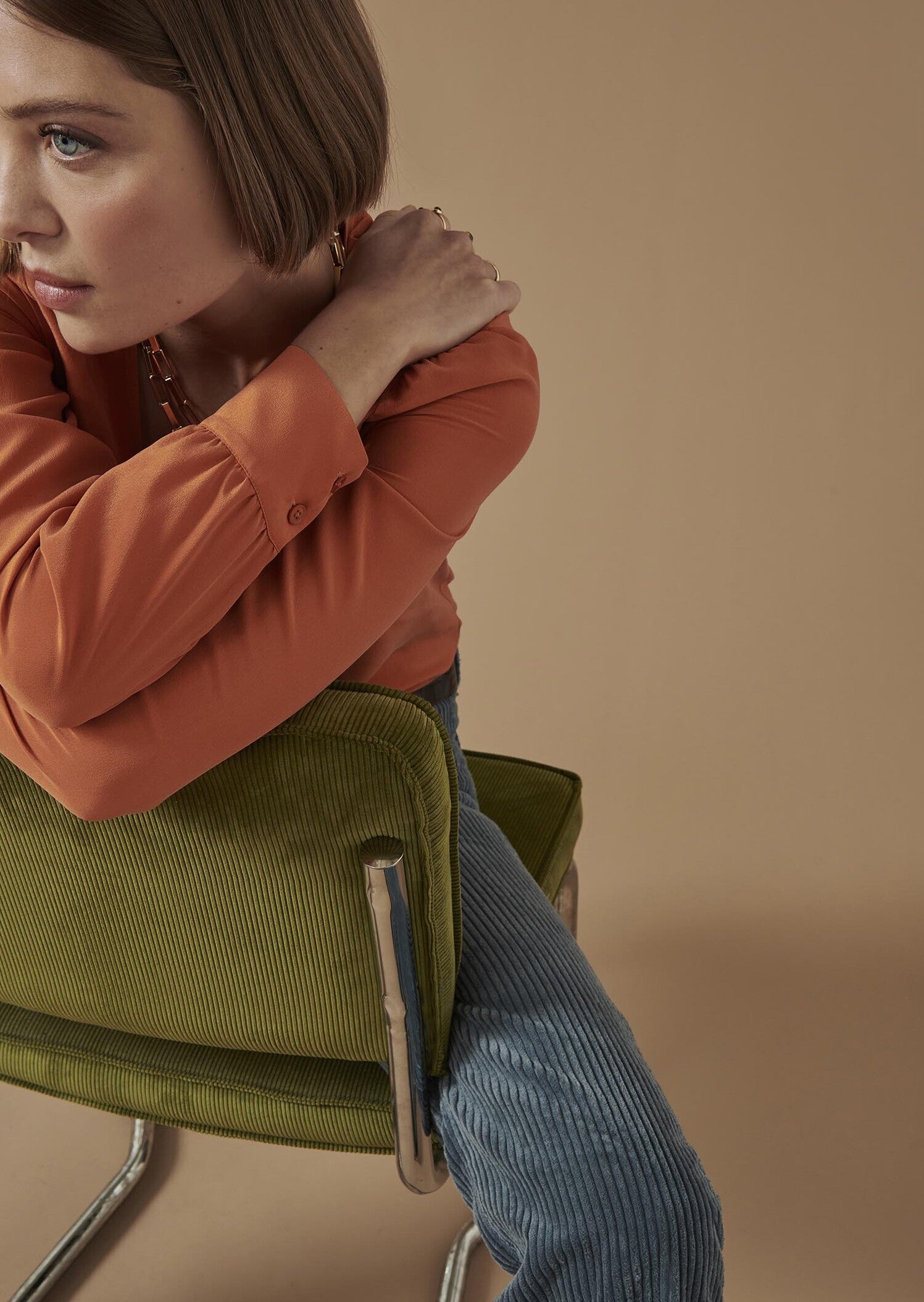 Blouse Tabene brique en crêpe de chine Faume - seconde main