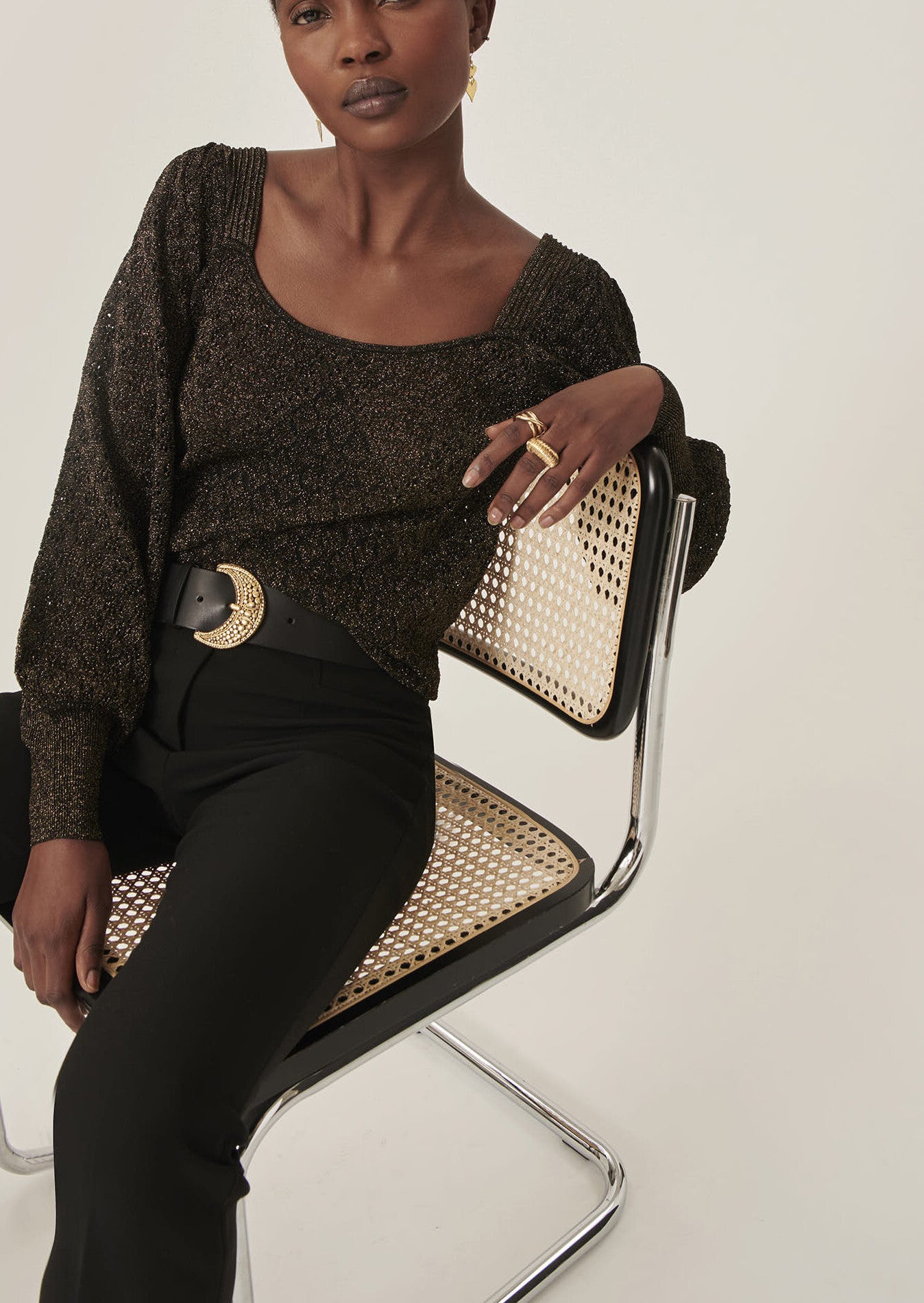 Pull Pekin noir et lurex doré Faume - seconde main