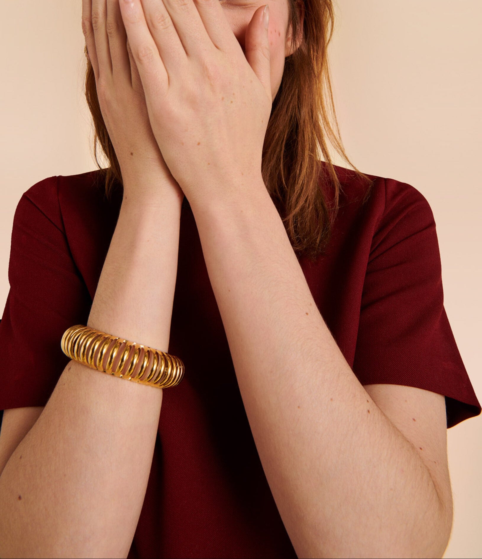 Robe Rosa bordeaux à festons Faume - seconde main