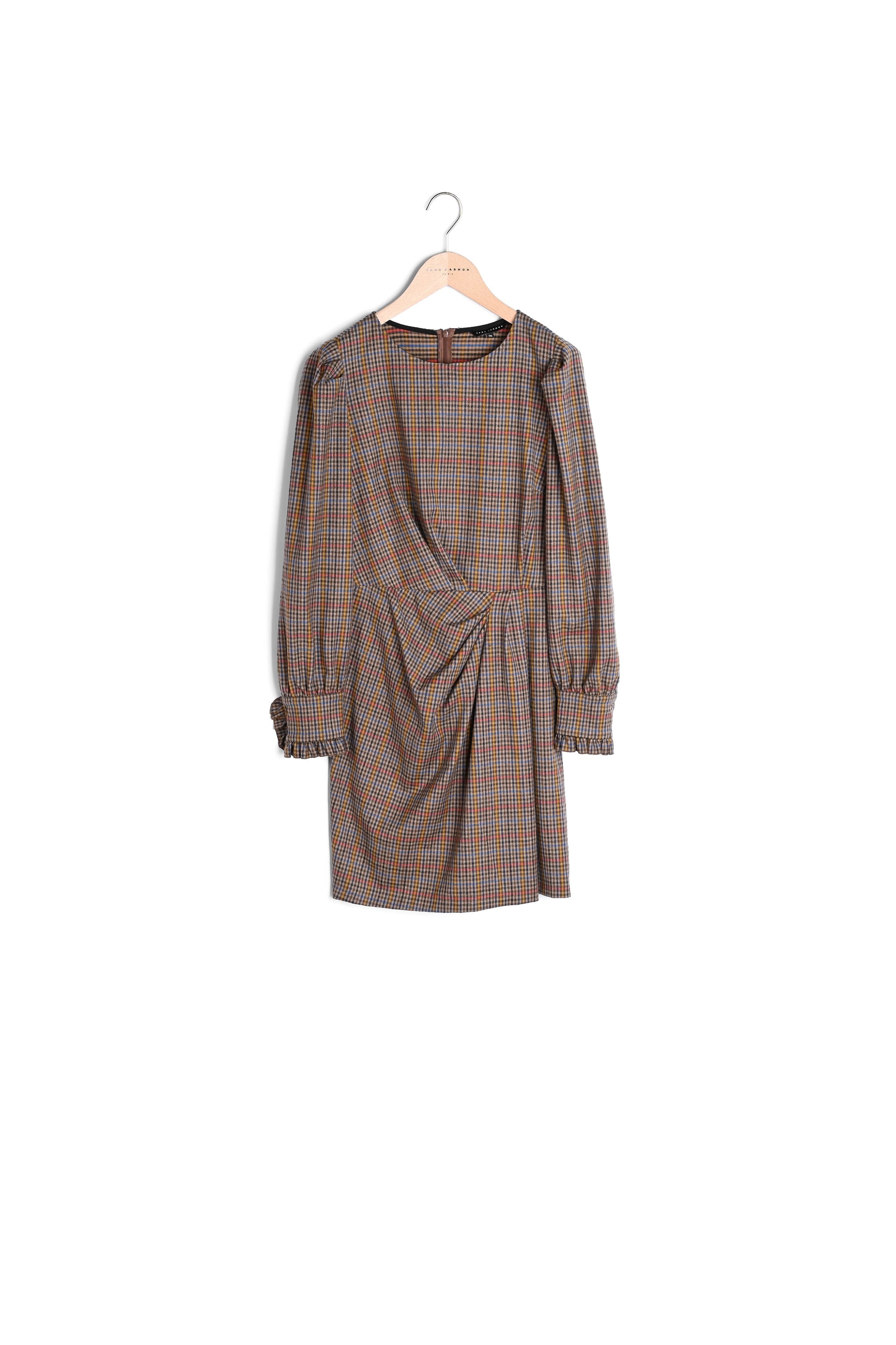 Robe marron imprimé carreaux Faume - seconde main