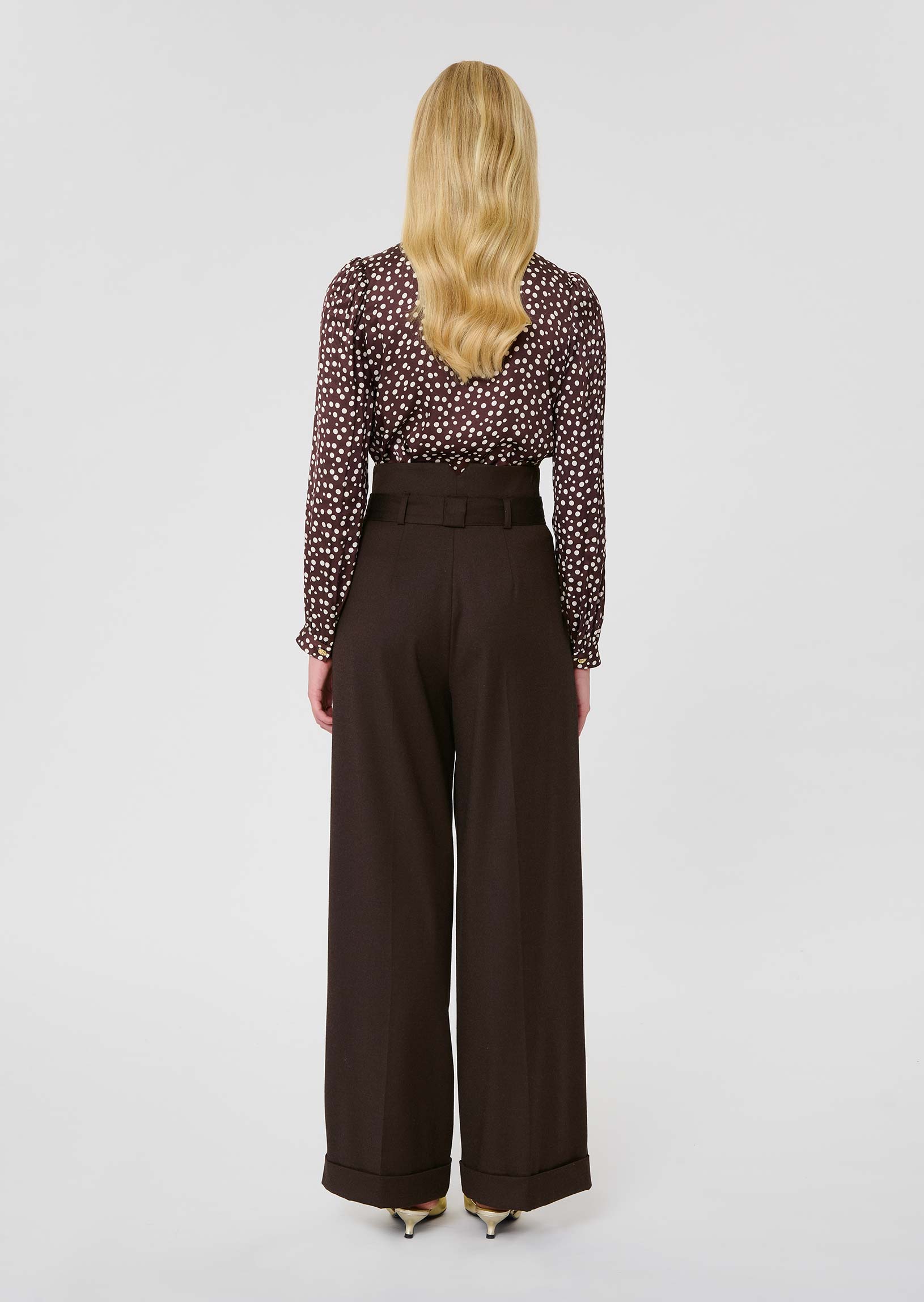 Pantalon marron en flanelle Pia Faume - seconde main