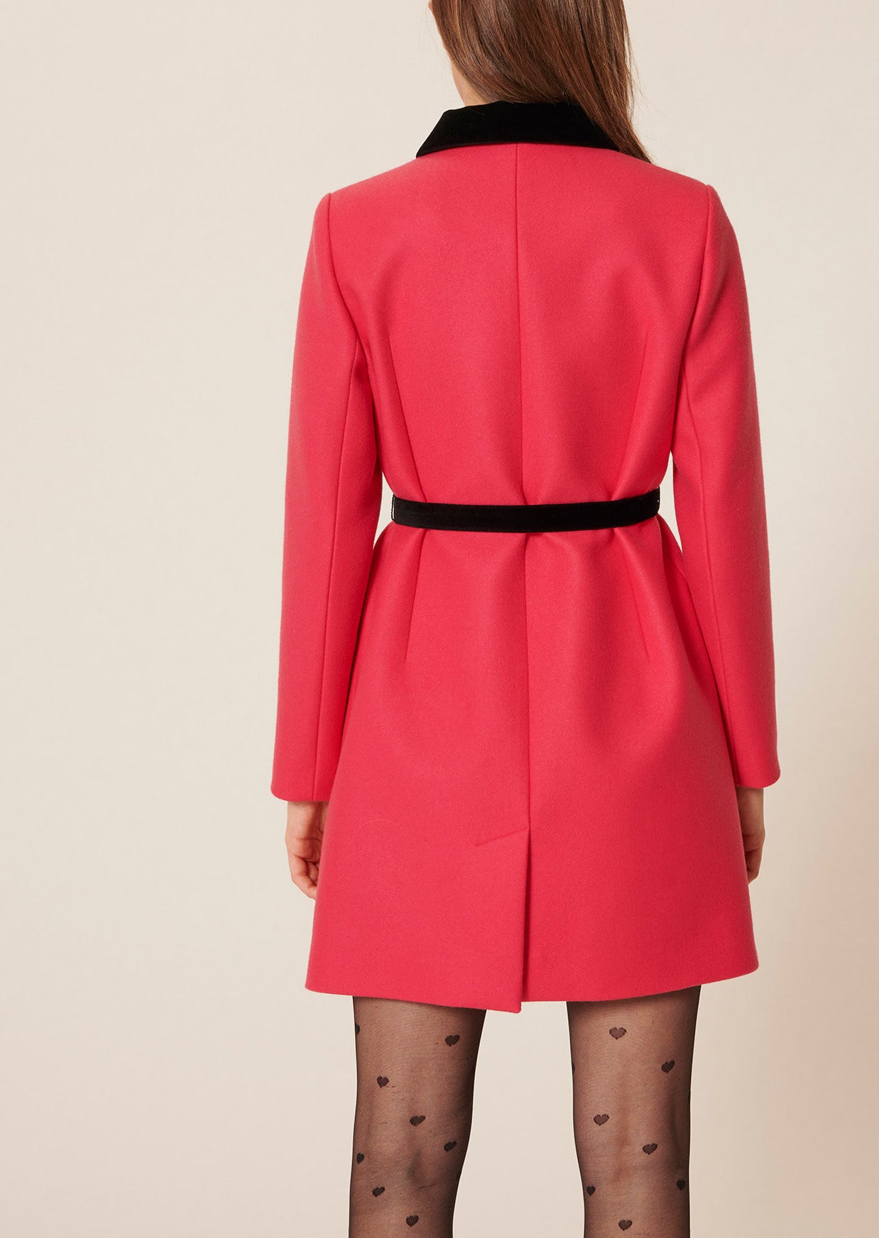 Manteau Medellin rose en drap de laine Faume - seconde main