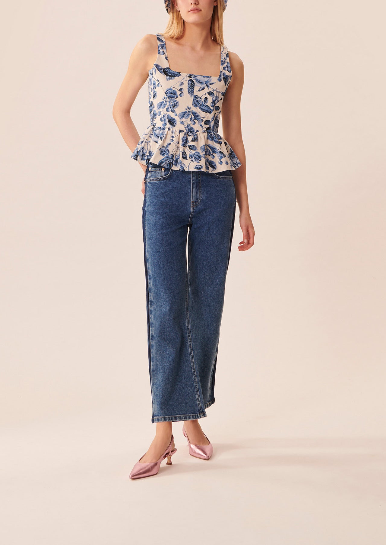 Top Thyoa bleu imprimé à fleurs Faume - seconde main