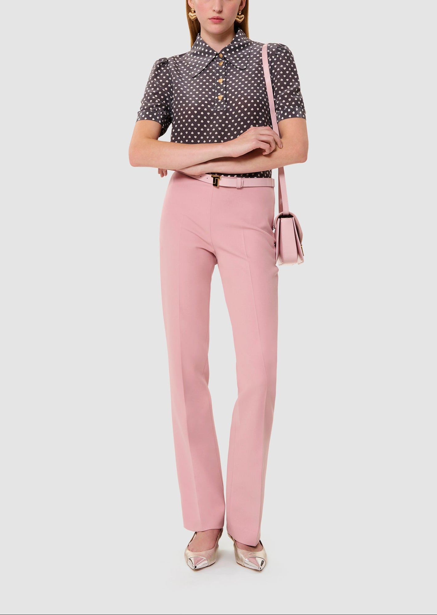 Pantalon rose en toile double Papillon Faume - seconde main