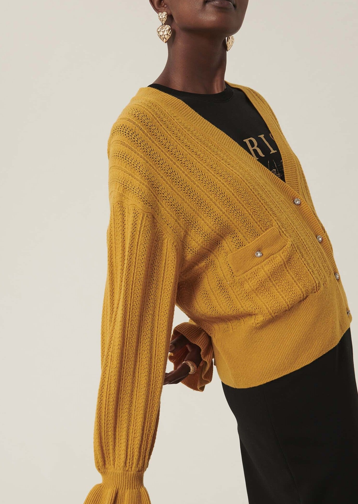 Gilet Giorgia jaune en maille identitaire Faume - seconde main