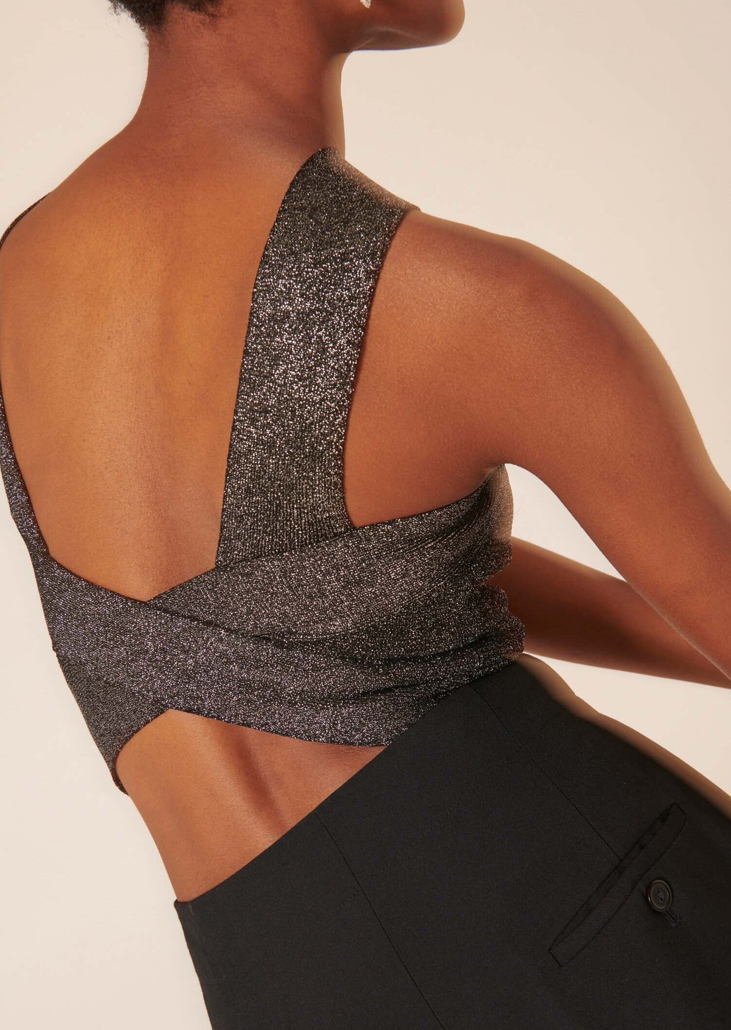 Top Prana noir en maille compacte lurex Faume - seconde main