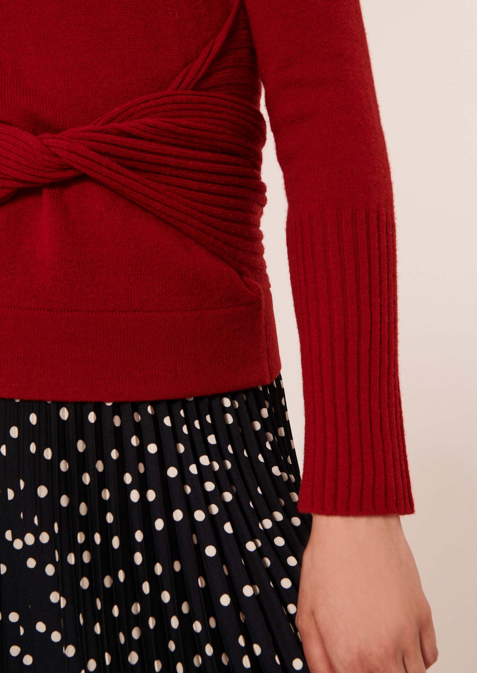 Pull Polydore rouge en laine mérinos Faume - seconde main