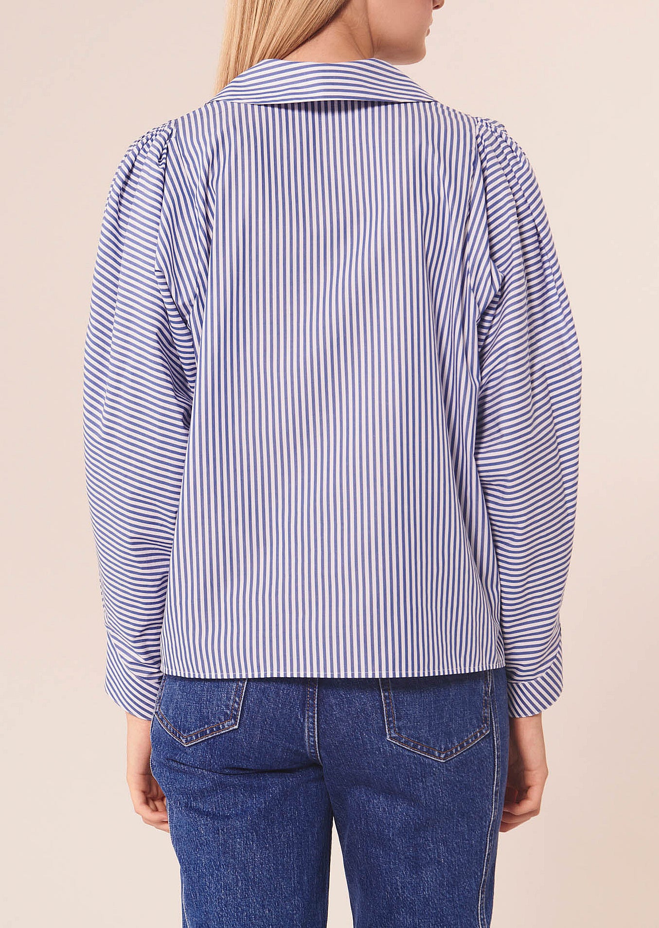 Top Toi bleu en popeline à rayures Faume - seconde main