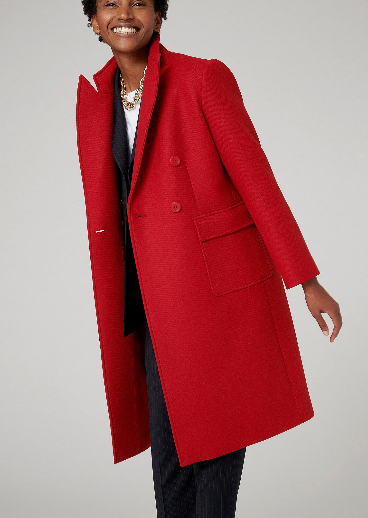 Manteau croisé Mary rouge en laine et cachemire Faume - seconde main