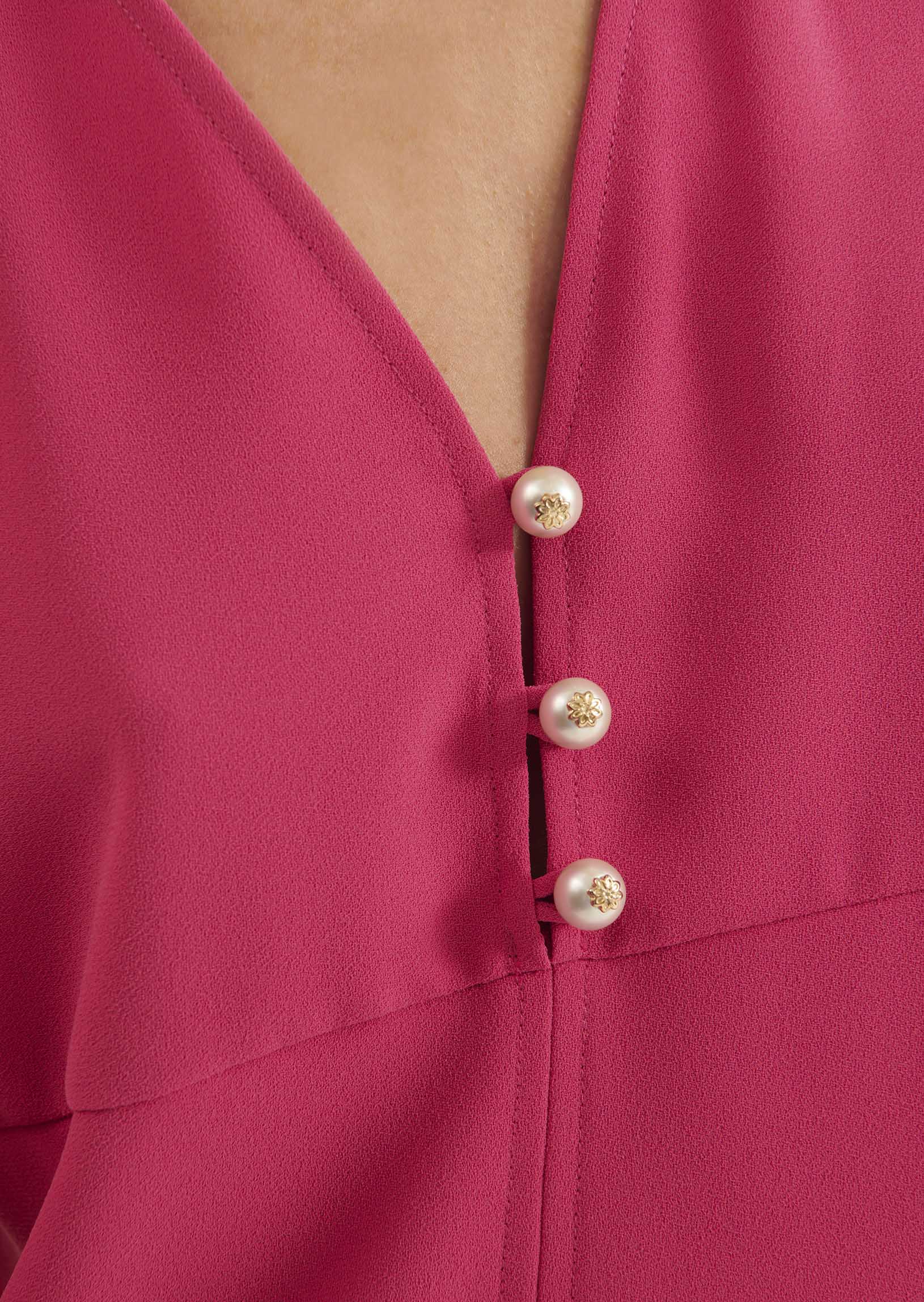 Robe Rolis rose fuchsia en crêpe Faume - seconde main