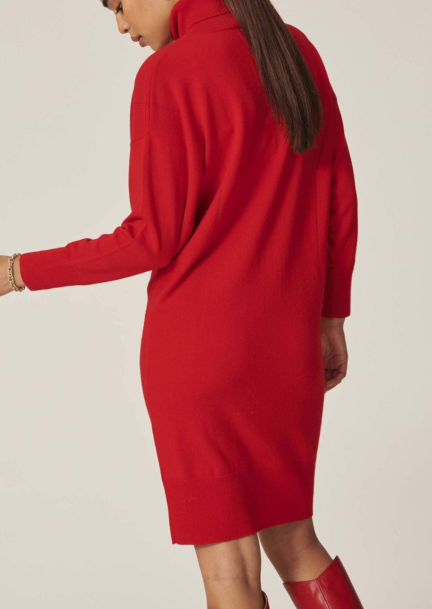 Robe pull Rybbi rouge en merinos et cachemire Faume - seconde main