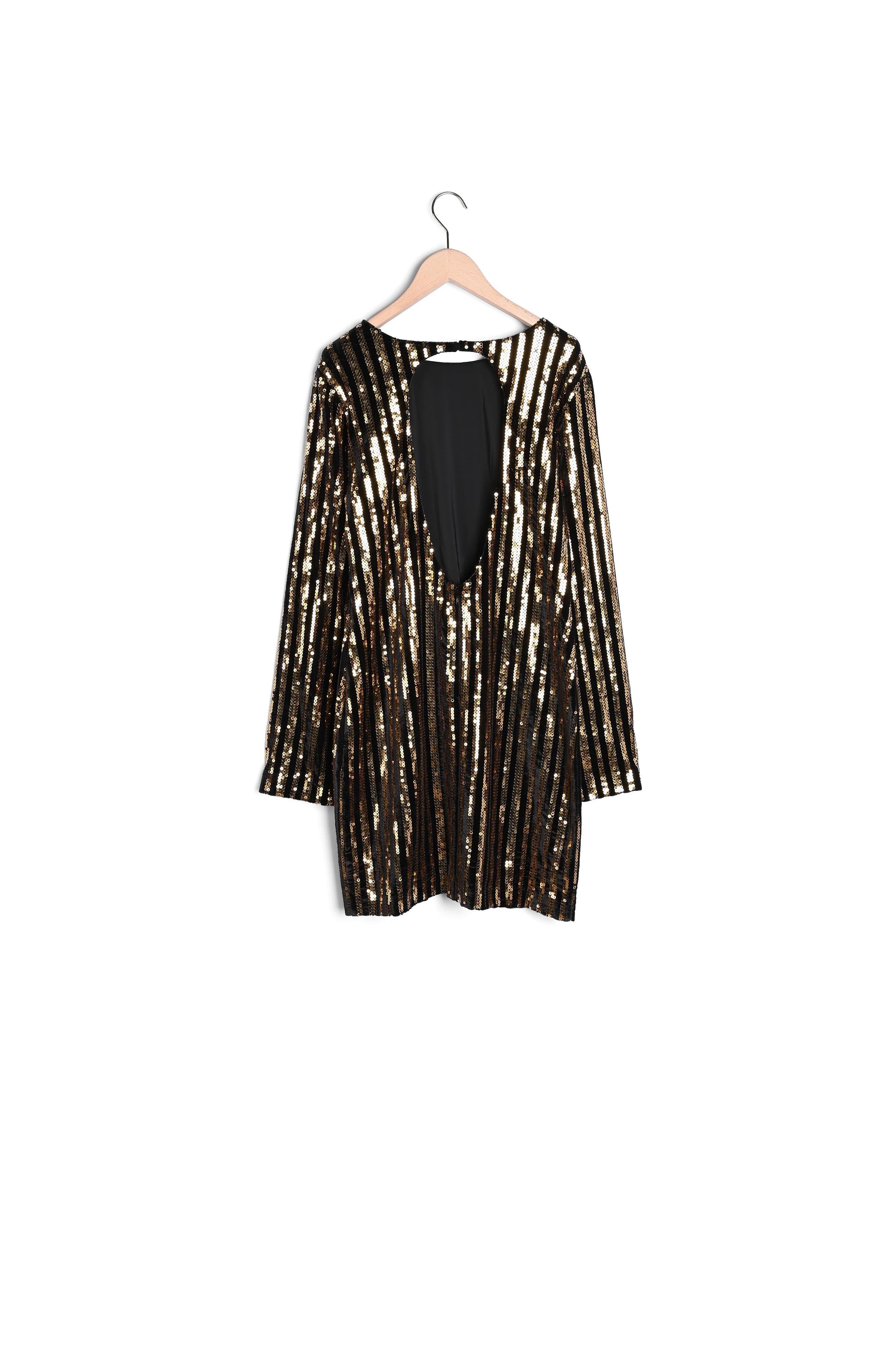 Robe Rory rayée noire et paillettes gold 