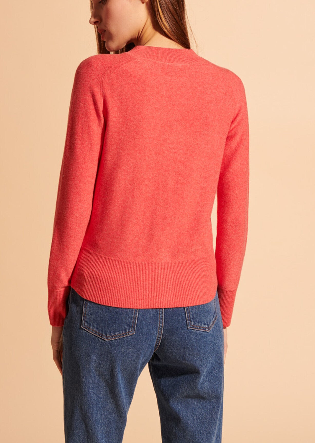 Cardigan Norah corail avec bouton bijoux en coton et cachemire Faume - seconde main