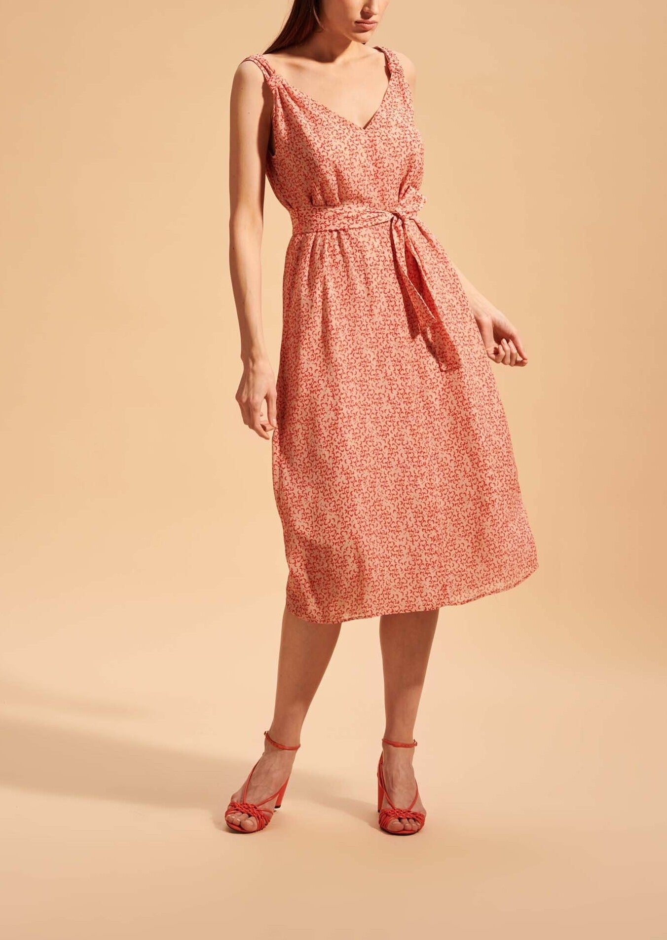 Robe champagne Raiha imprimé lunes rouges Faume - seconde main