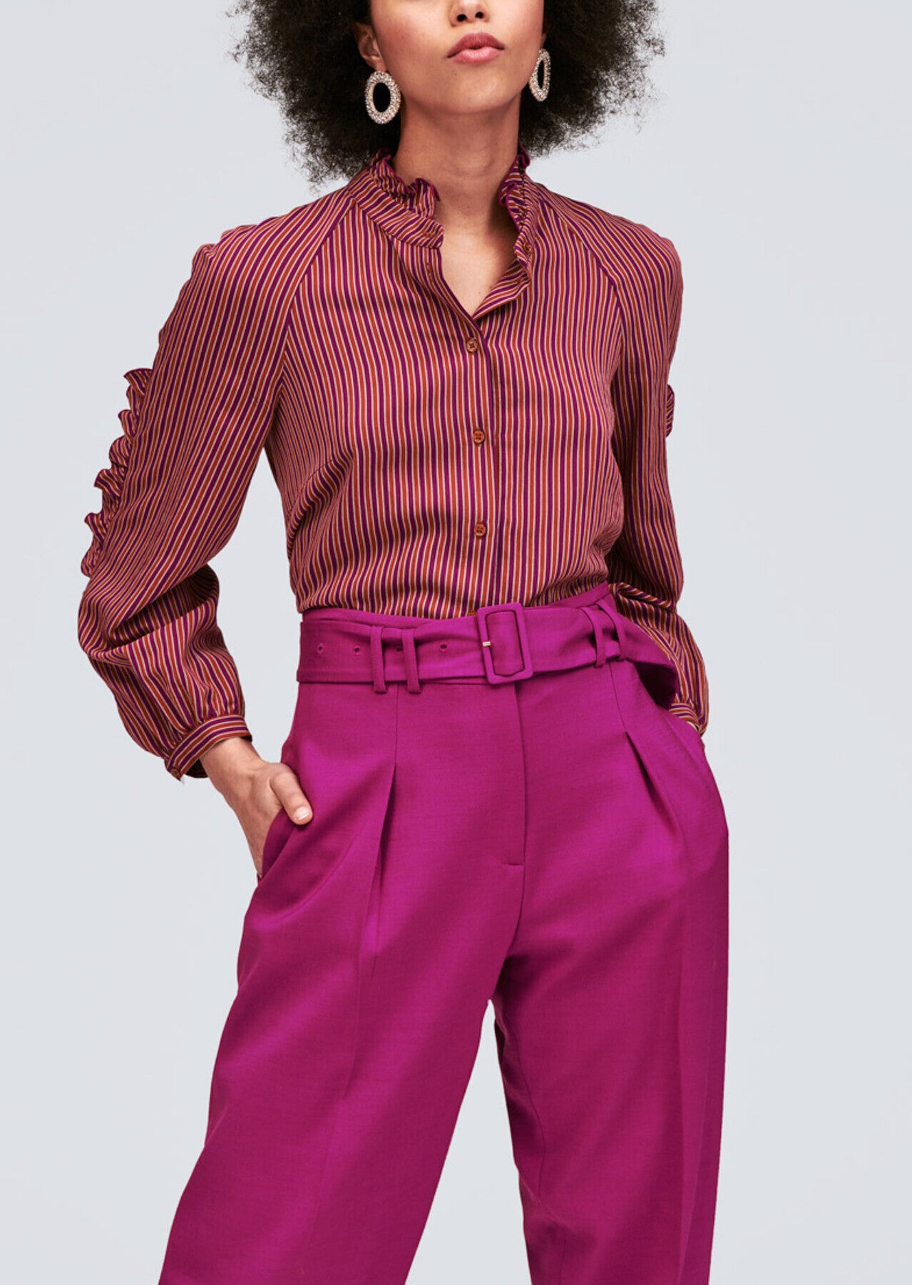 Pantalon cigarette mauve taille haute Faume - seconde main