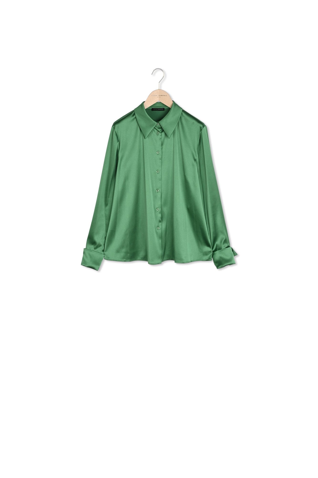 Chemise Cynthia vert émeraude en satin fluide Faume - seconde main