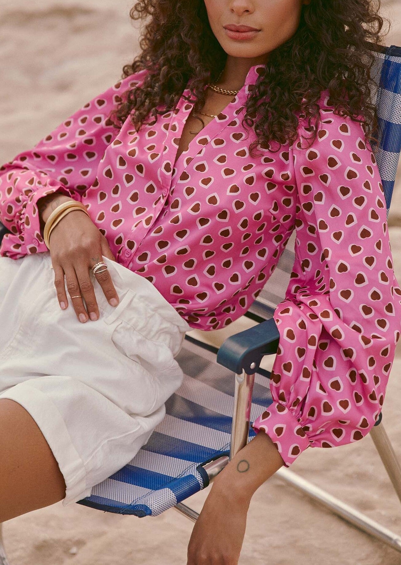 Chemise Claire rose imprimé coeurs Faume - seconde main