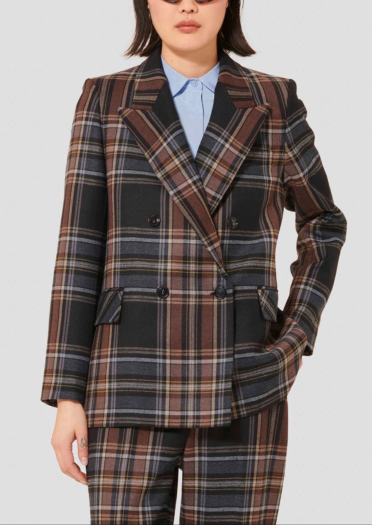 Veste bleu nuit en tartan Valson Faume - seconde main