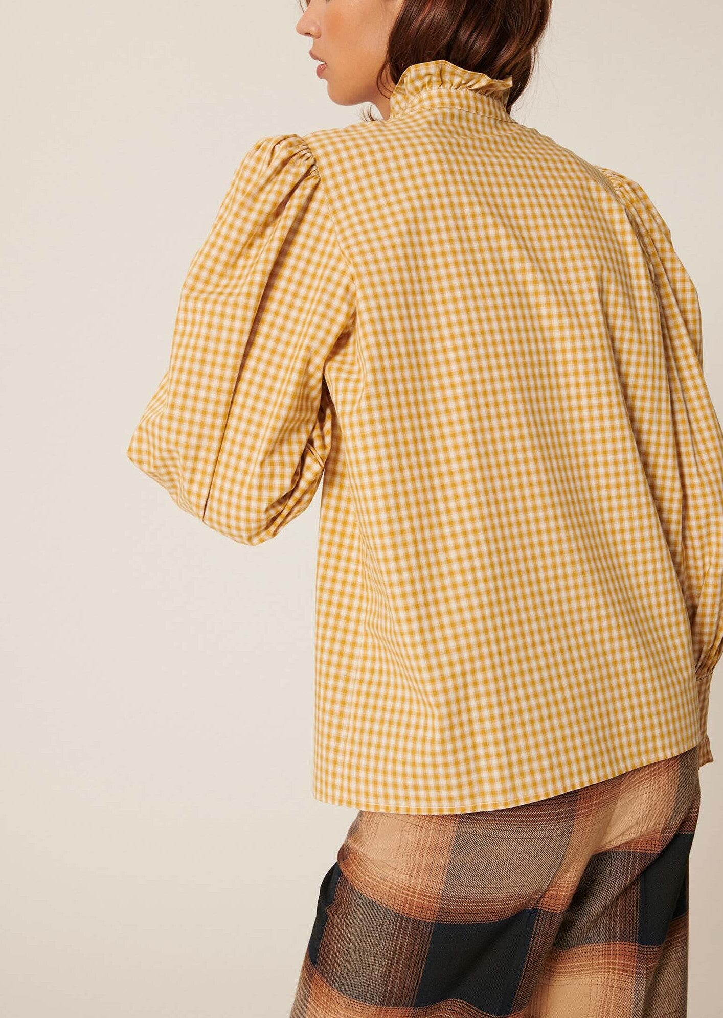 Chemise Christine jaune à carreaux en coton Faume - seconde main