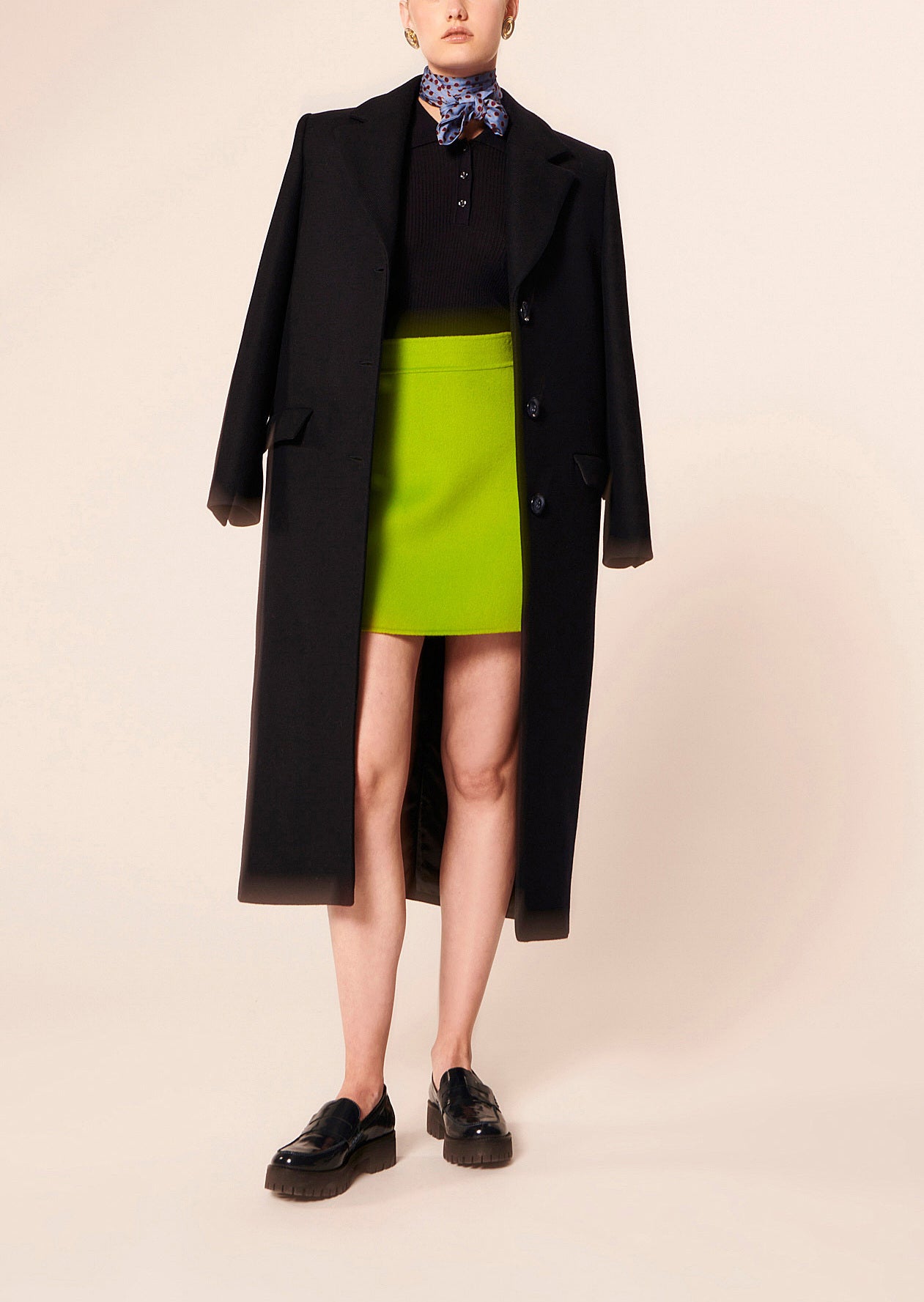 Jupe Jaina verte en laine double face Faume - seconde main